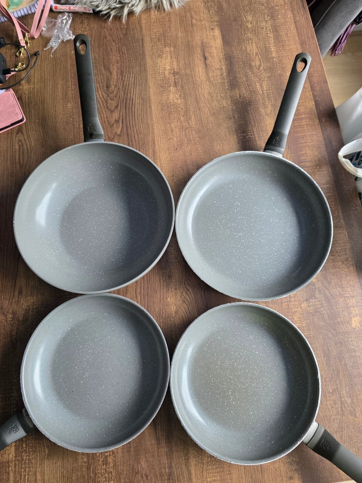 BK pannen - Set van 4 wokpan koekenpan, Ophalen of Verzenden, Gebruikt, Rvs, Pannenset