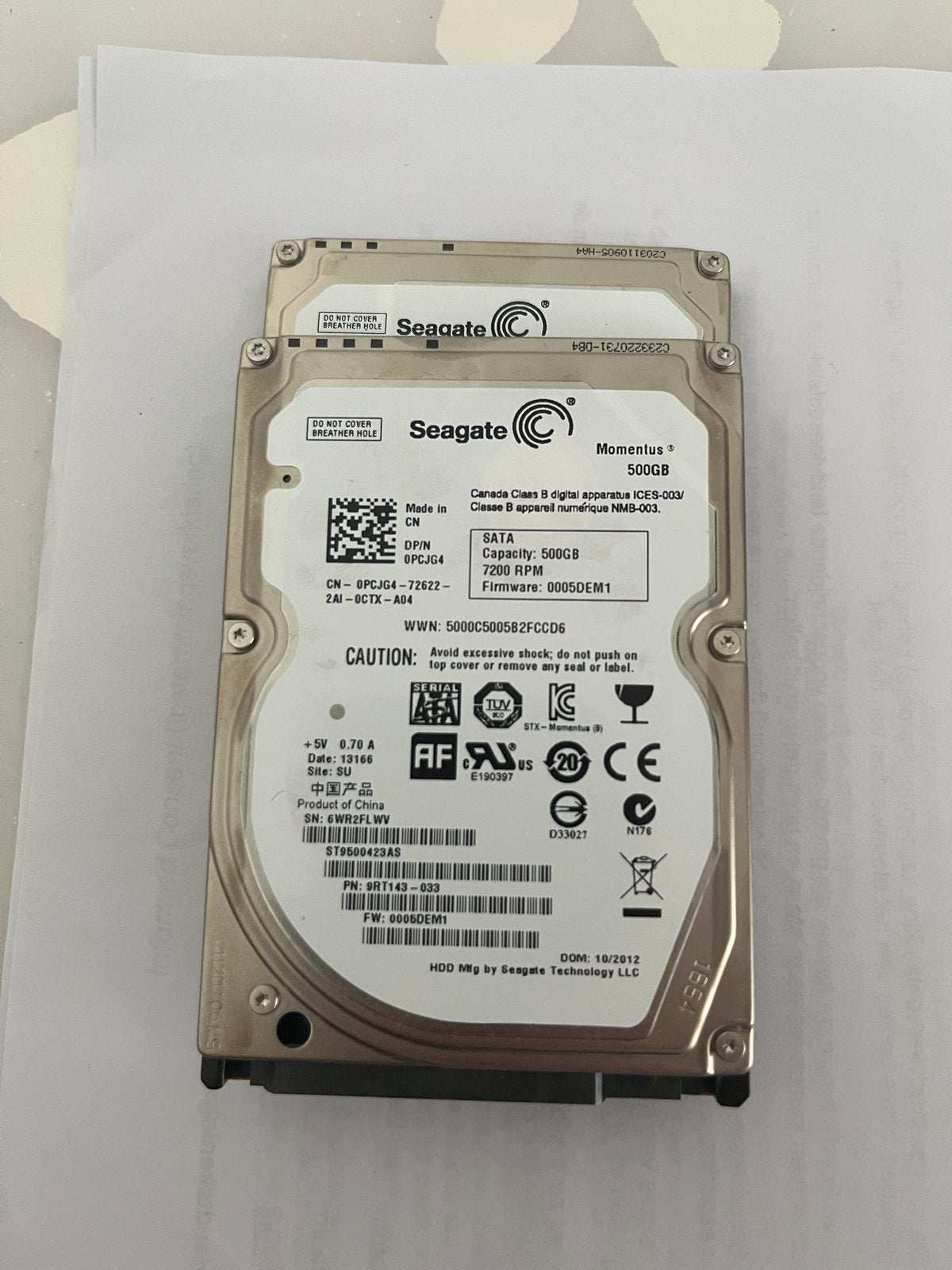 Seagate Momentus 500GB 2.5 inch HDD - Meerdere stuks, Intern, Ophalen of Verzenden, Zo goed als nieuw, 500 GB