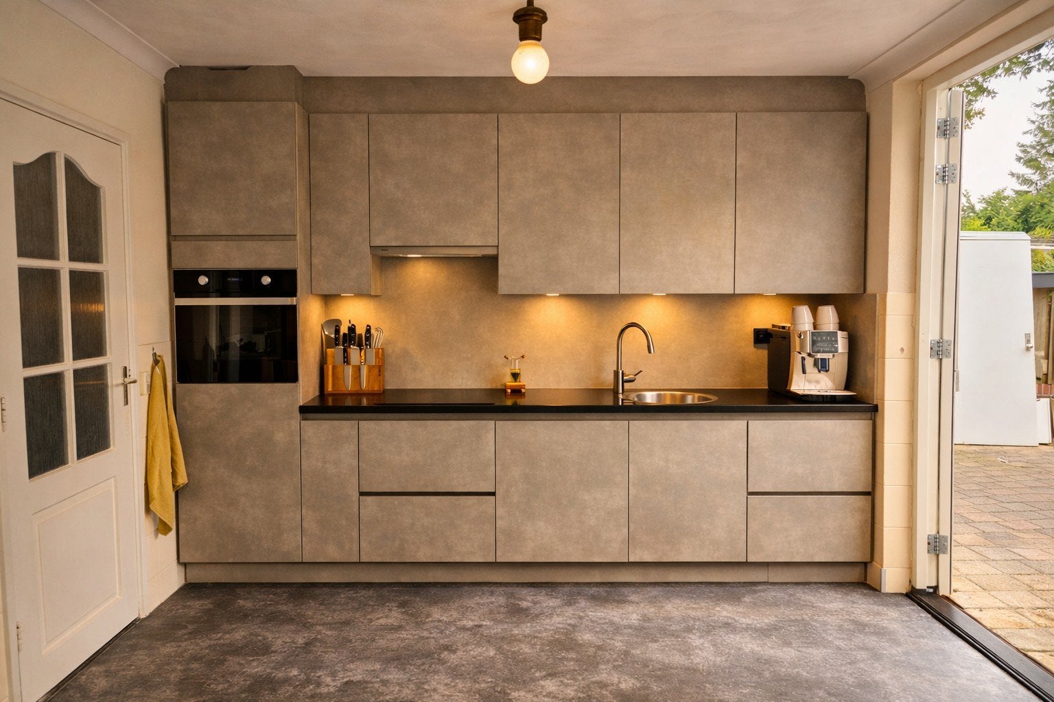 Complete keuken 302 cm met Granieten werkblad, Ophalen, Graniet of Steen