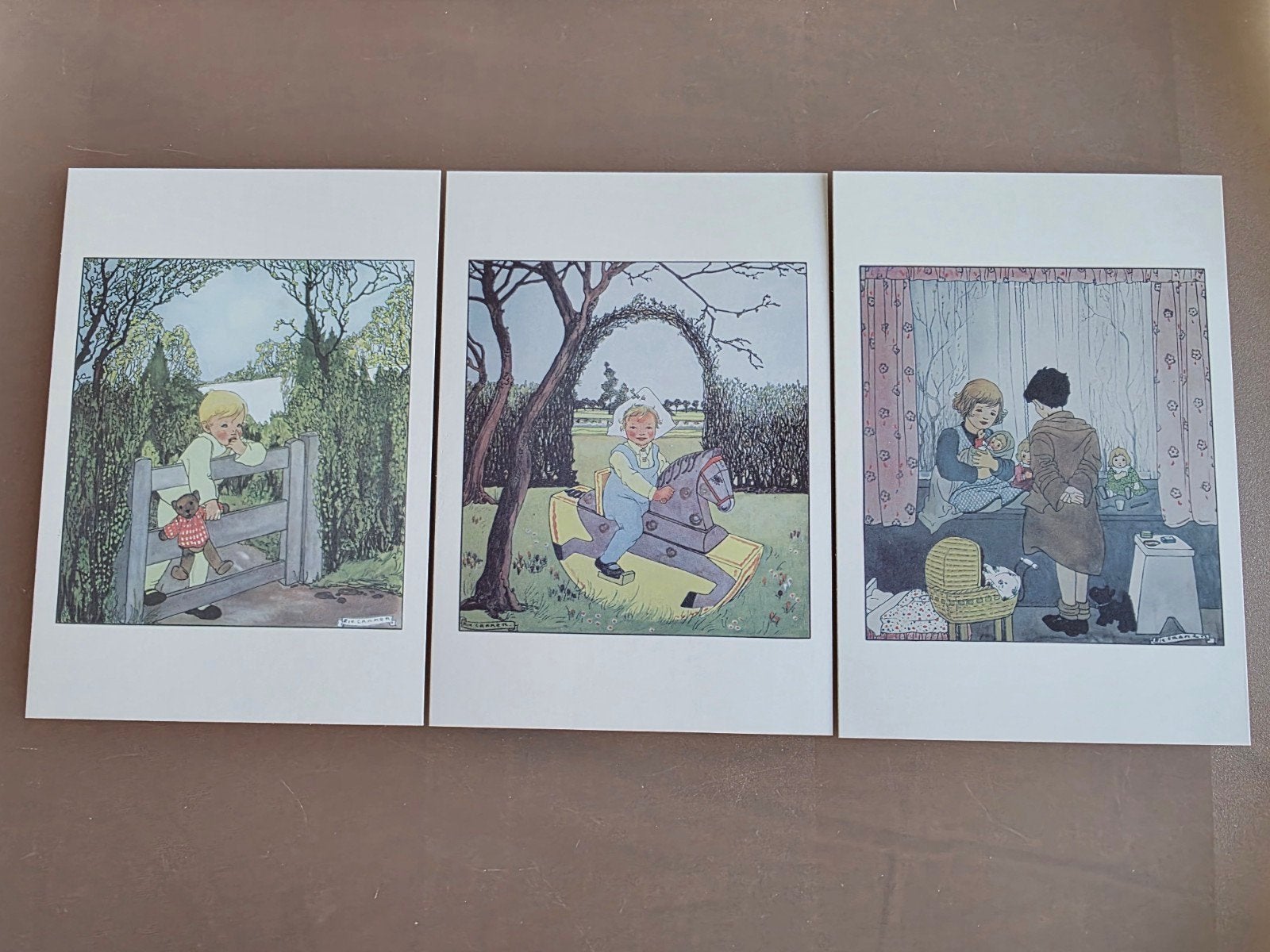 3 kaarten van Rie Cramer postkaarten Maart, Ophalen of Verzenden, Minder dan 50 cm, Schilderij, Minder dan 50 cm