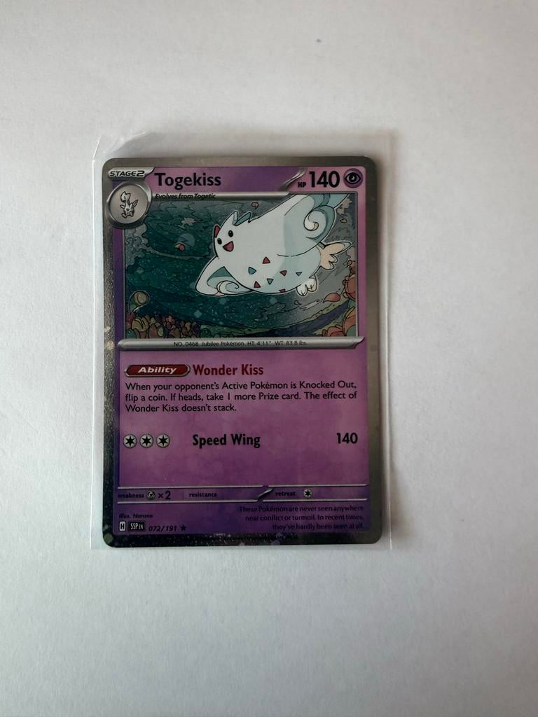 Togekiss SSP 072/191 Cosmos Holo Pokémon Kaart, Ophalen of Verzenden, Zo goed als nieuw, Losse kaart, Foil