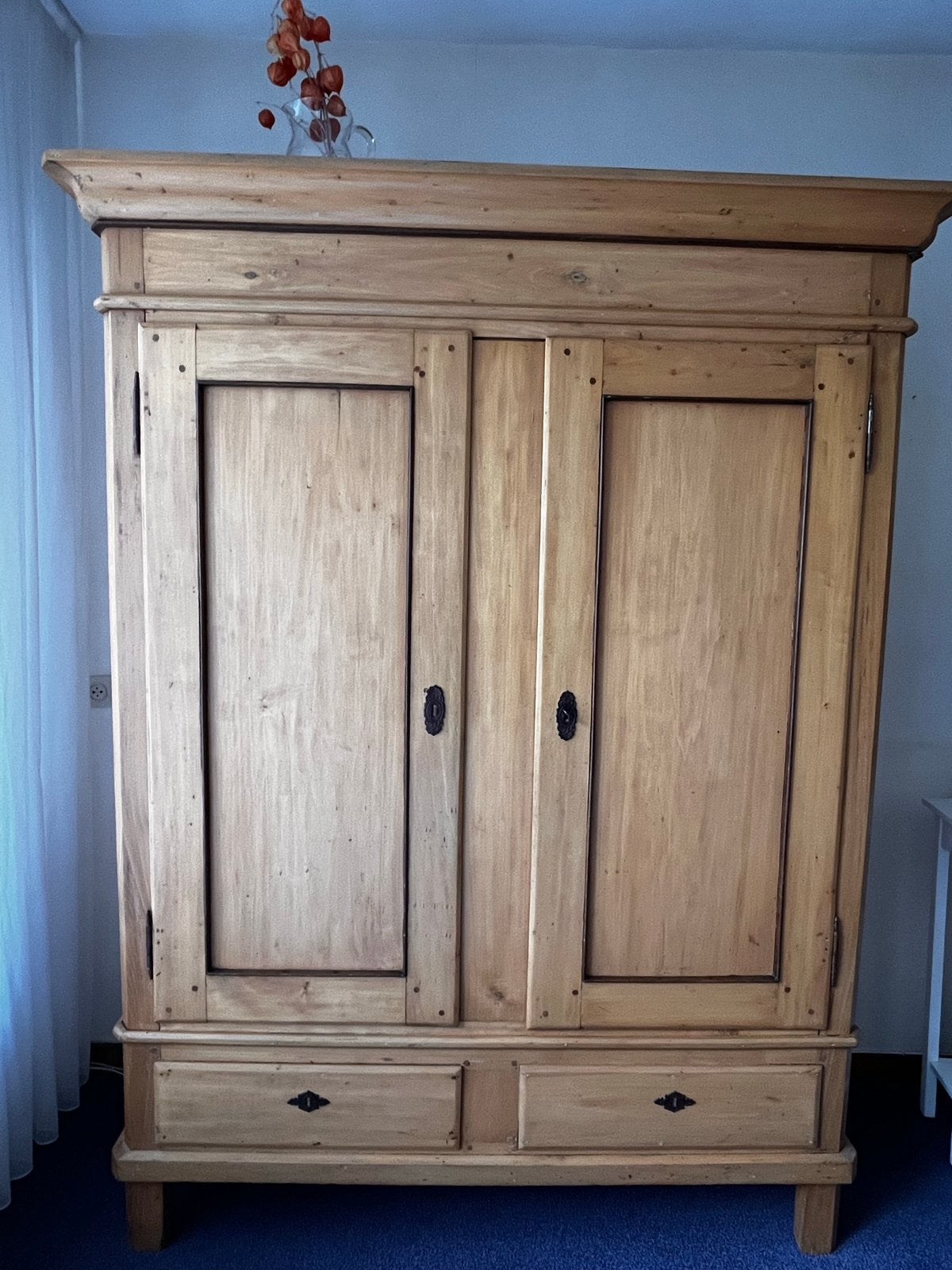 Massief eiken houten (kleding)kast, Antiek en Kunst, Ophalen