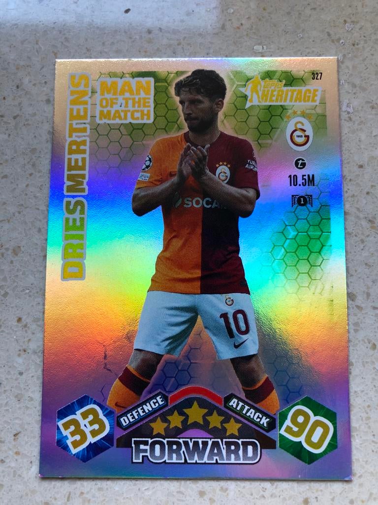 Topps Heritage Man of the Match Dries Mertens Galatasaray, Verzamelen, Sportartikelen en Voetbal, Zo goed als nieuw, Spelerskaart