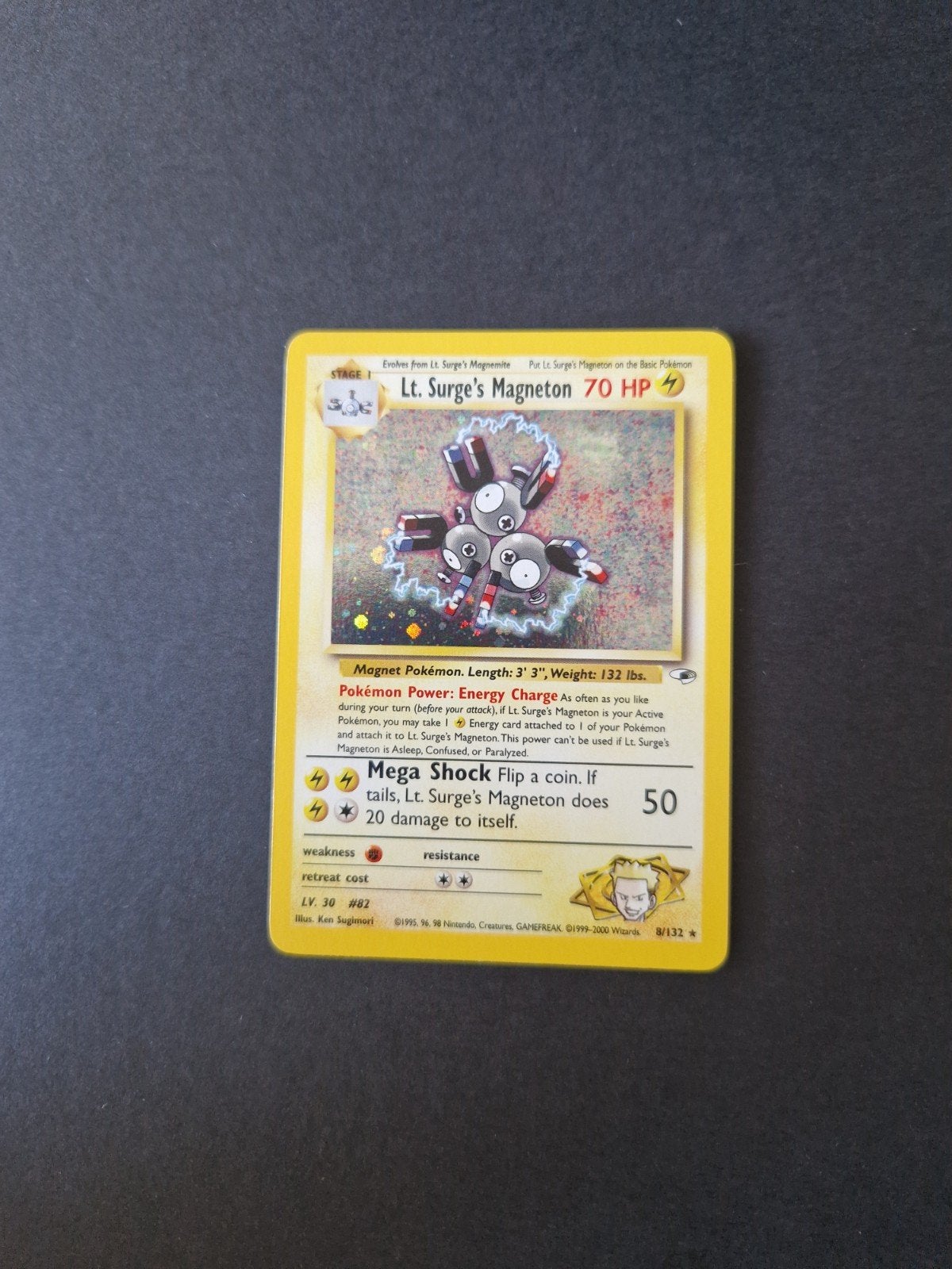 Lt.  surge's magneton 8/132 holo with swirls Pokémon card, Ophalen of Verzenden, Gebruikt, Losse kaart, Foil