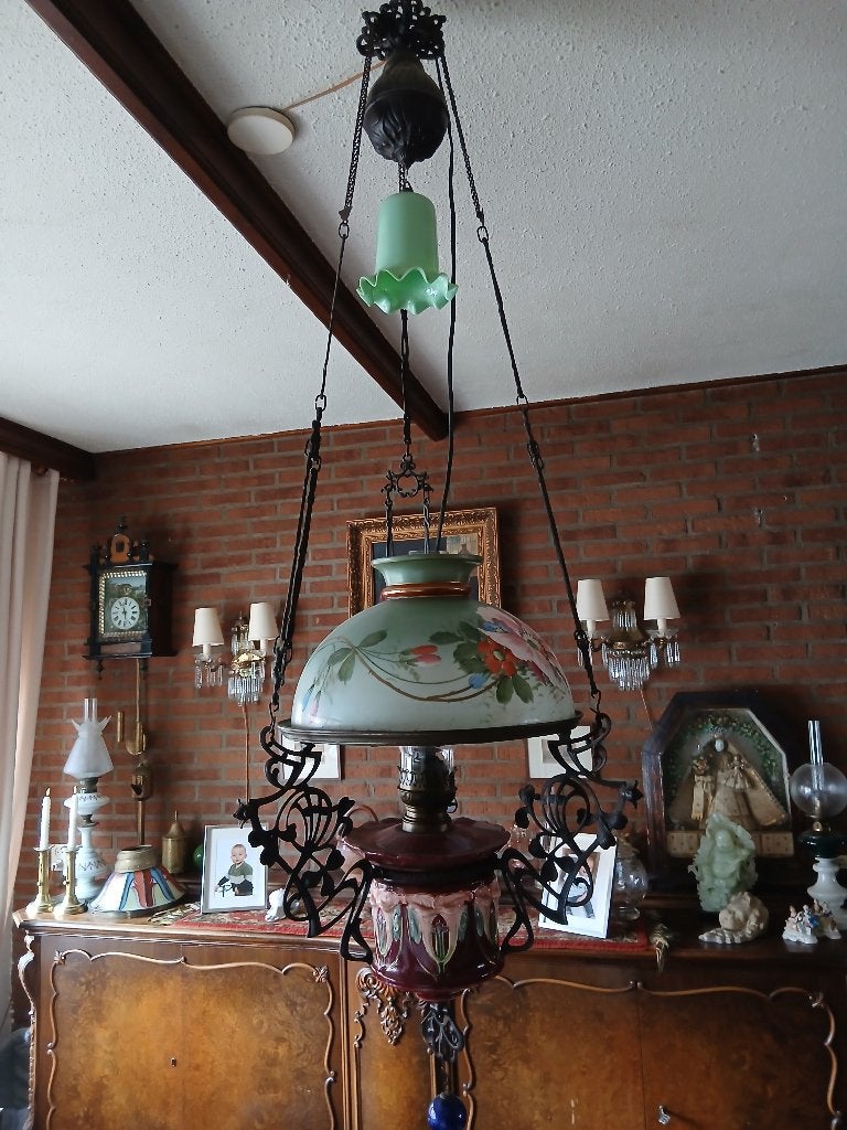 Hang olielamp, Antiek en Kunst, Ophalen