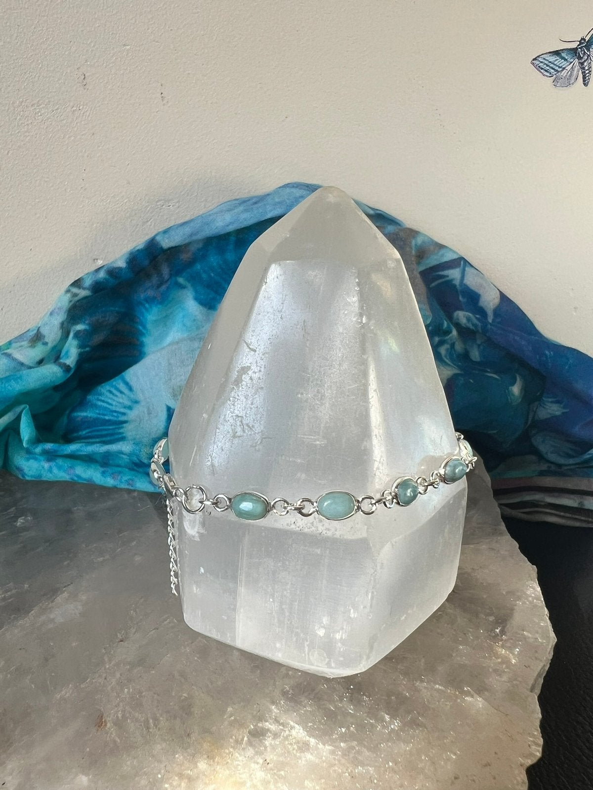 Larimar zilver beschermt aura hoge trilling intuïtie balans, Met bedels of kralen, Blauw, Magnolia11, Nieuw