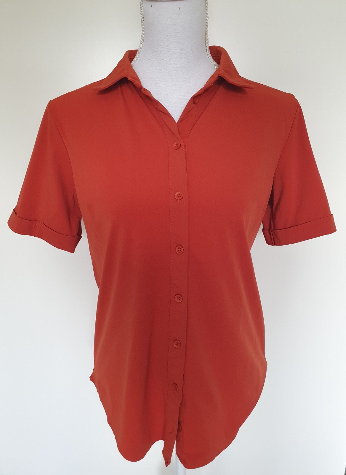 Oranje travelstof blouse van Mi piace maat M., Kleding | Dames, Maat 38/40 (M), Mi Piace, Oranje, Ophalen of Verzenden