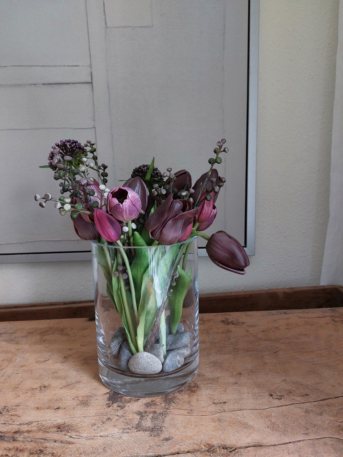 grote bos kunst tulpen met siertakken exclusief vaas, Ophalen of Verzenden
