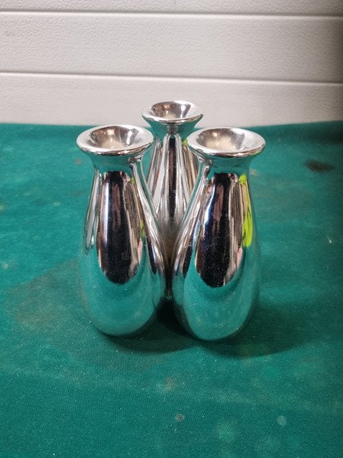 vaasjes zilver kleurig aardewerk, Ophalen of Verzenden