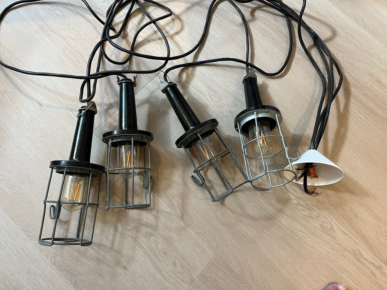 Plafond lamp - 4 losse lampen - industrieel, vintage, Vintage, industrieel, retro, Kunststof, Gebruikt, E27 (groot)
