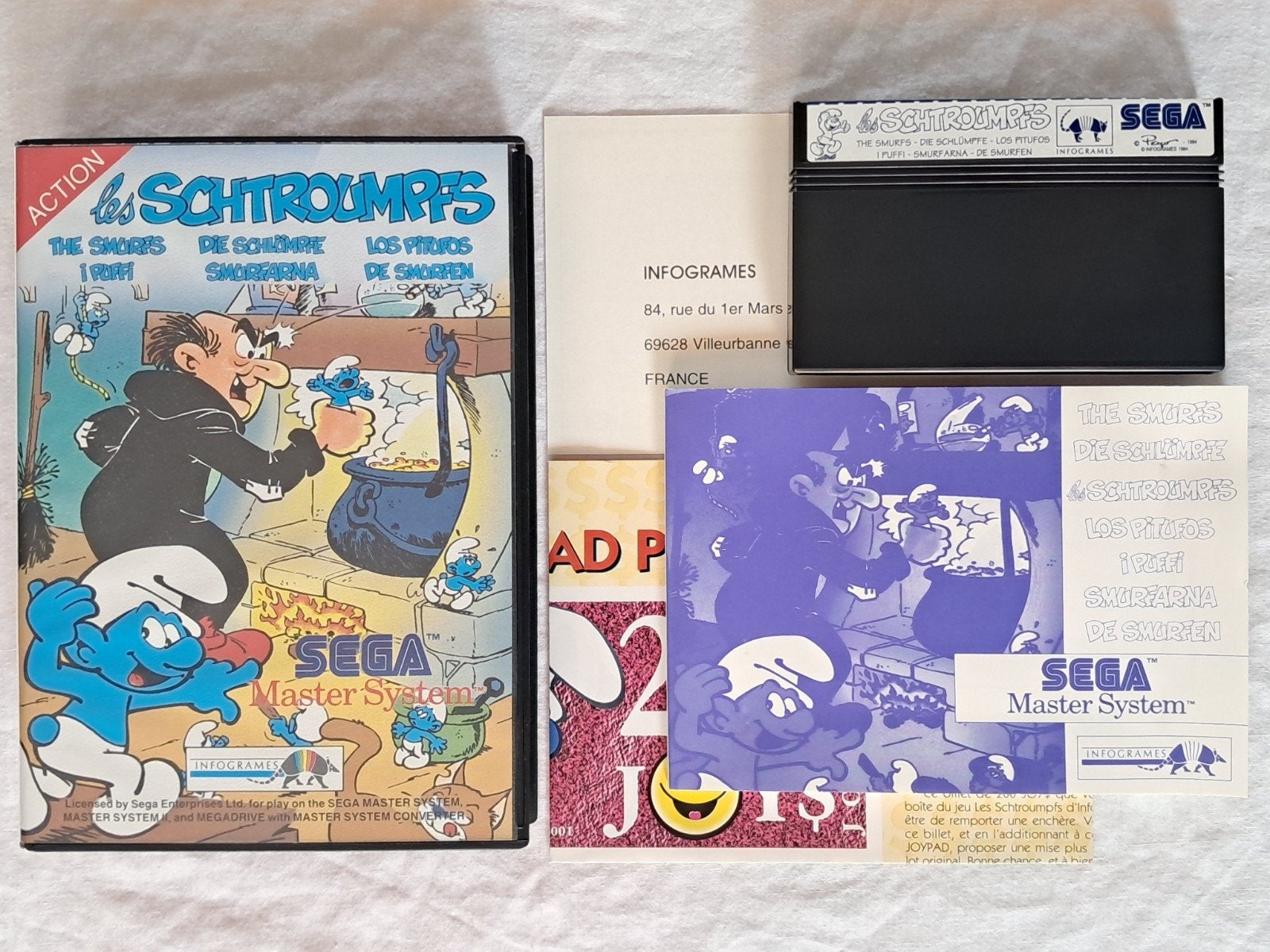 Les Schroumpfs / The Smurfs - SEGA Master System, Spelcomputers en Games, 1 speler, Eén computer, Ophalen of Verzenden, Zo goed als nieuw