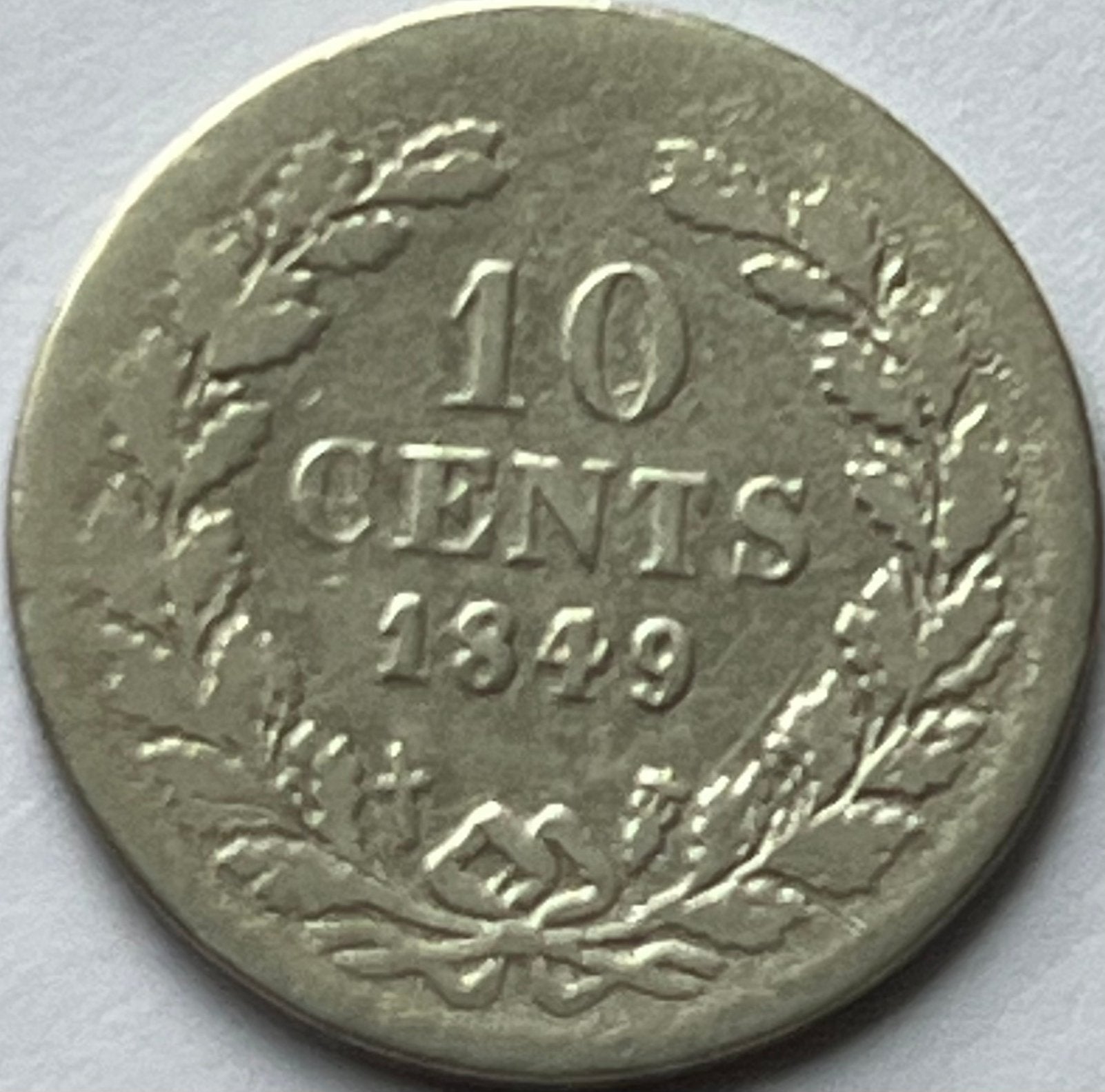 Zilveren dubbeltje 1849 betere variant zonder punt, Zilver, Ophalen of Verzenden, 10 cent, Losse munt