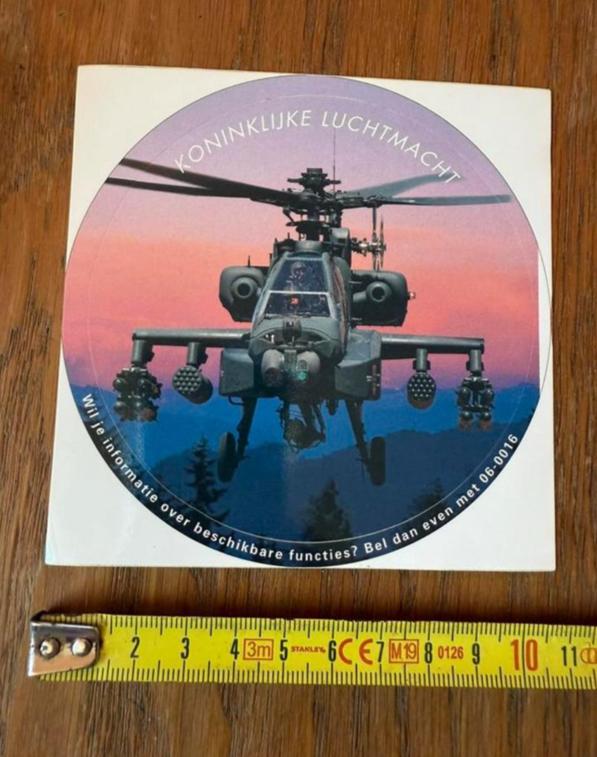 Koninklijke Luchtmacht Apache sticker, Verzamelen, Militaria | Algemeen, Ophalen of Verzenden, Luchtmacht, Nederland, Embleem of Badge