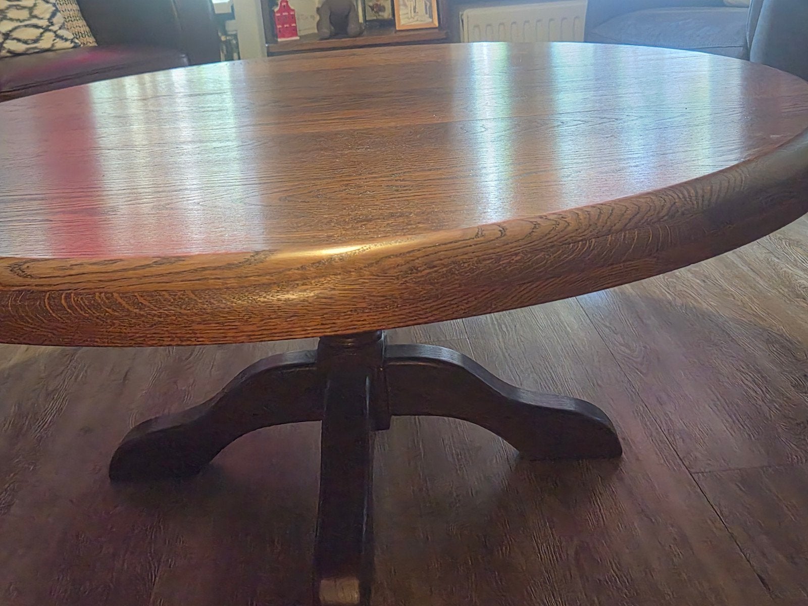 Salontafel eiken, Ophalen, Rond, 100 tot 150 cm, 50 tot 100 cm