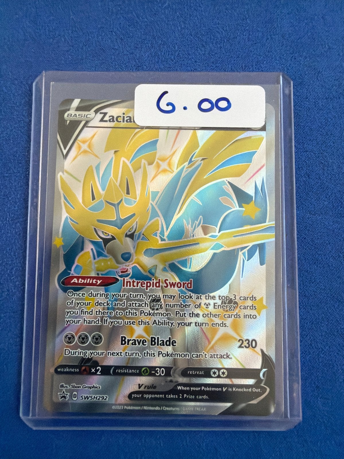 Pokémon Kaart: Zacian V SWSH292 (Foil), Ophalen of Verzenden, Zo goed als nieuw, Losse kaart, Foil