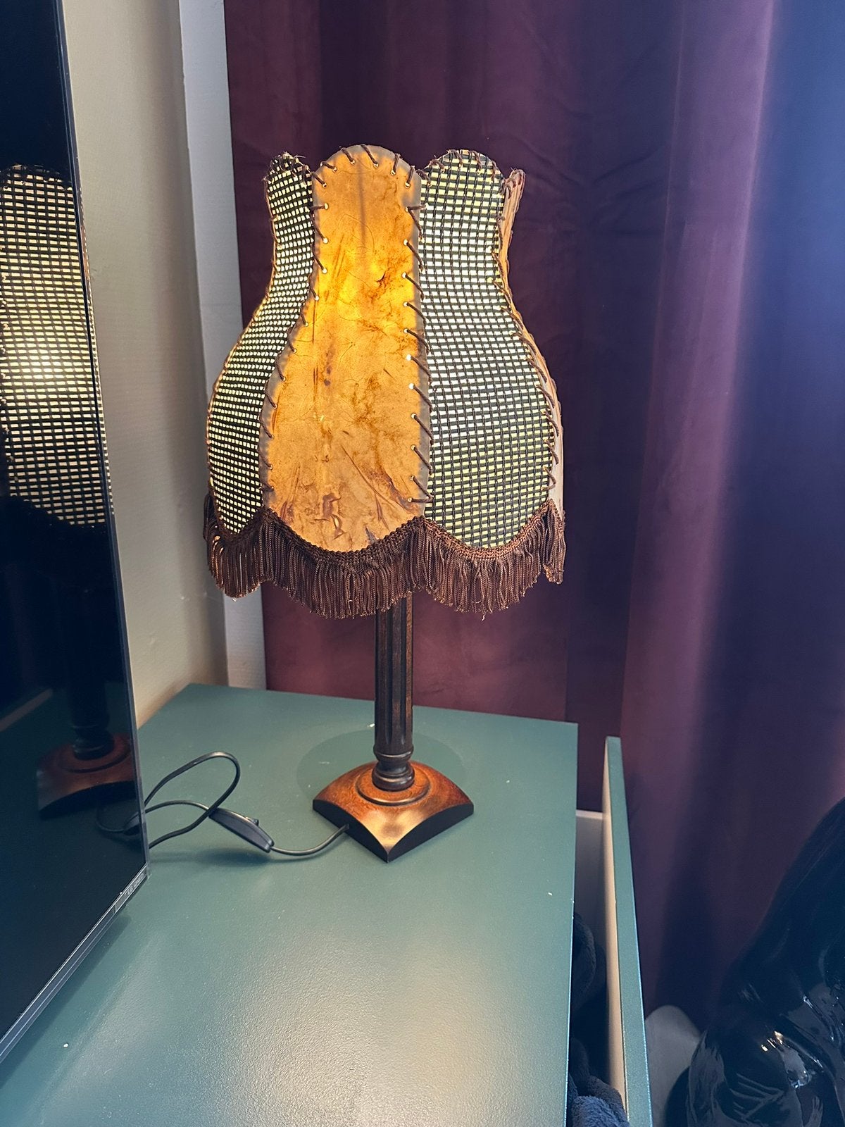 Vintage staande lamp met franjes, Ophalen of Verzenden