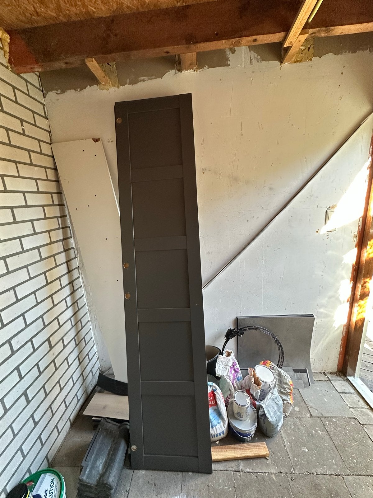 4 grijze IKEA Pax kastdeuren (229x50 cm) met lichte schade, Ophalen, Gebruikt, 200 cm of meer, 50 tot 100 cm