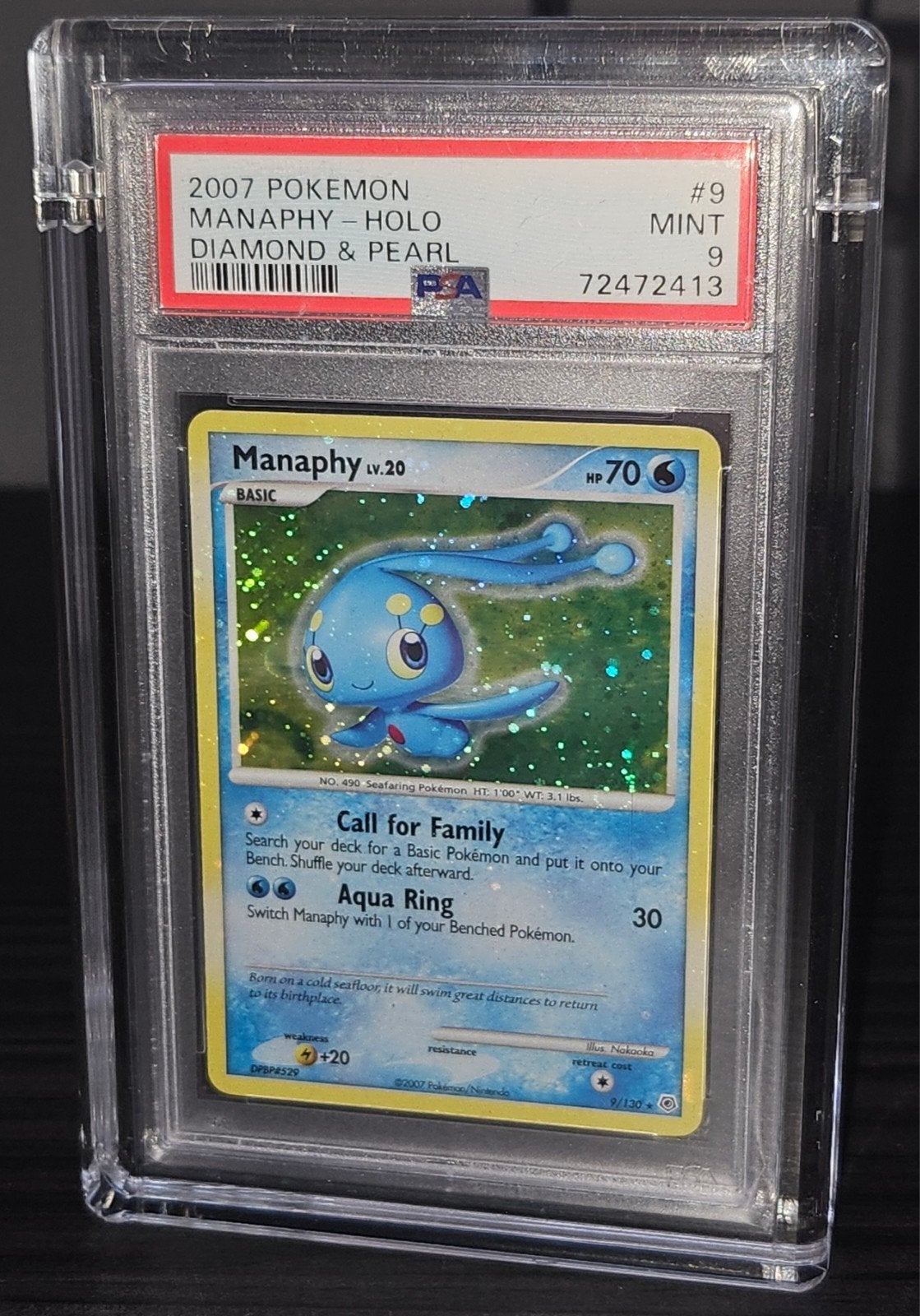 Pokemon - Manaphy Holo (Bleed) D&P #9 PSA 9 - Low pop, Ophalen of Verzenden