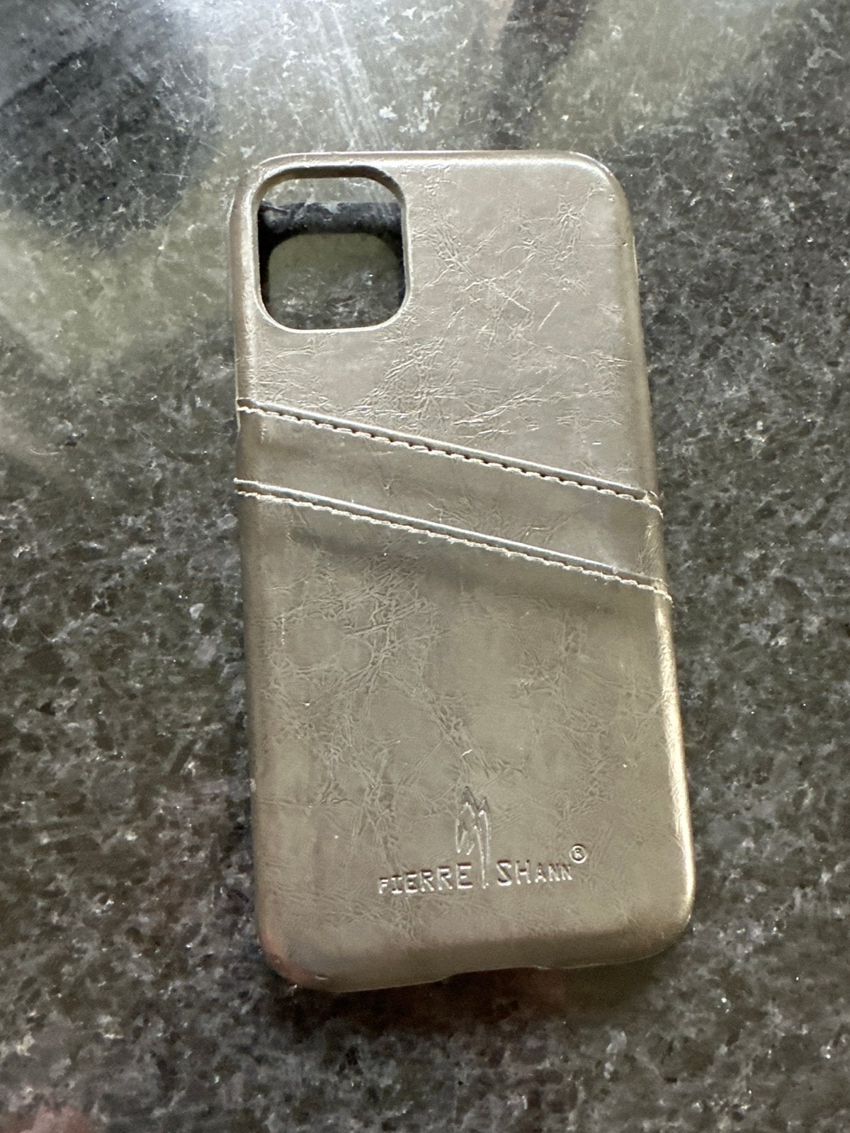 Pierre Shann iPhone Hoesje - Grijs Leer - iPhone 11, IPhone 11, Gebruikt, Overige merken, Hoesje of Tasje