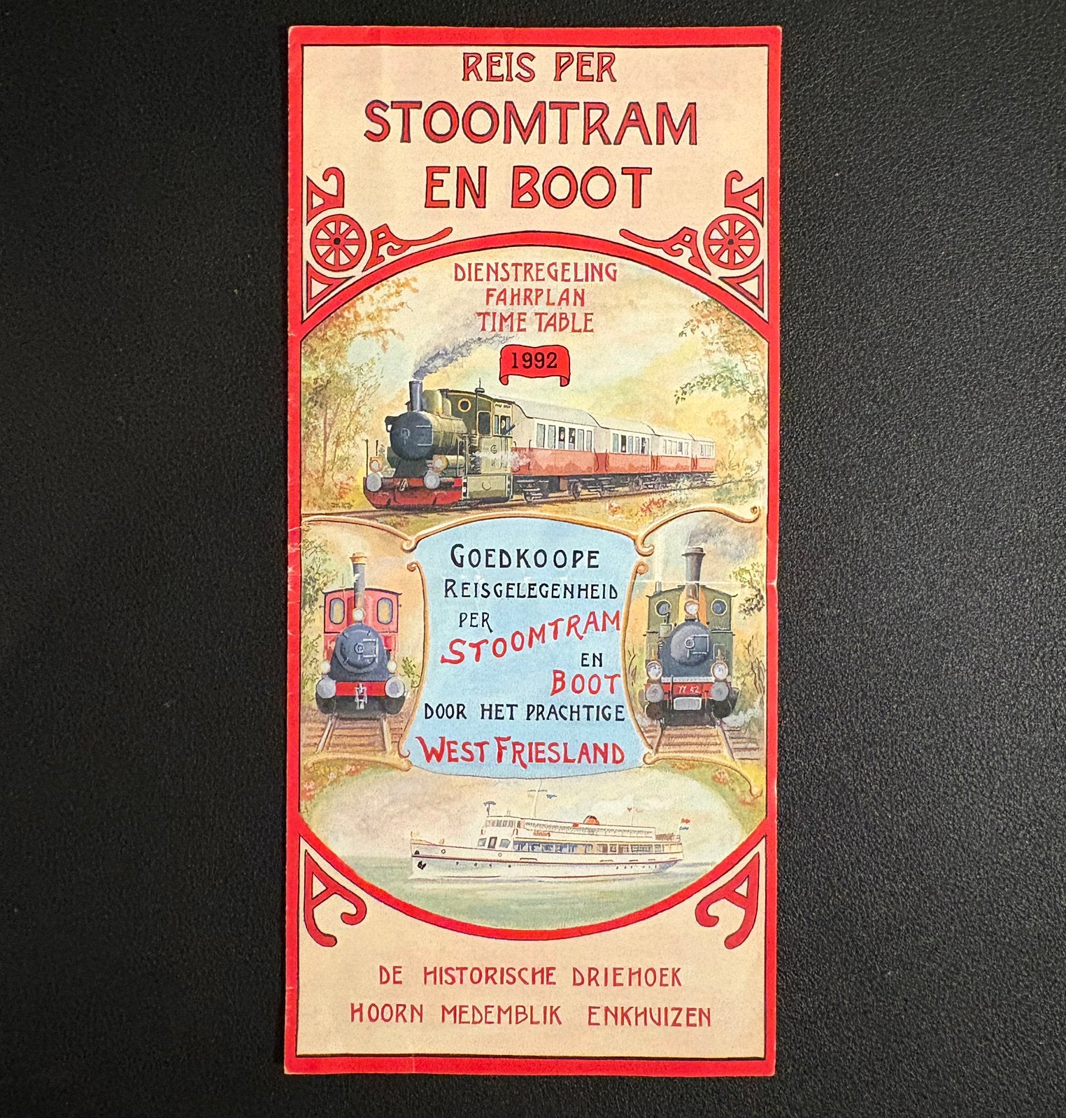 Brochure SHM ‘Reis per stoomtram en boot’ (1992), Ophalen of Verzenden, Zo goed als nieuw, Trein, Boek of Tijdschrift