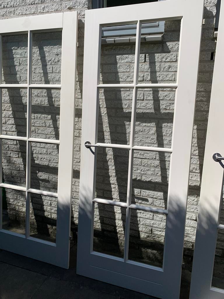 3 glazen binnendeuren met roedeverdeling, opdekdeuren, Doe-het-zelf en Verbouw, Deuren en Horren, Ophalen, Gebruikt, 80 tot 100 cm