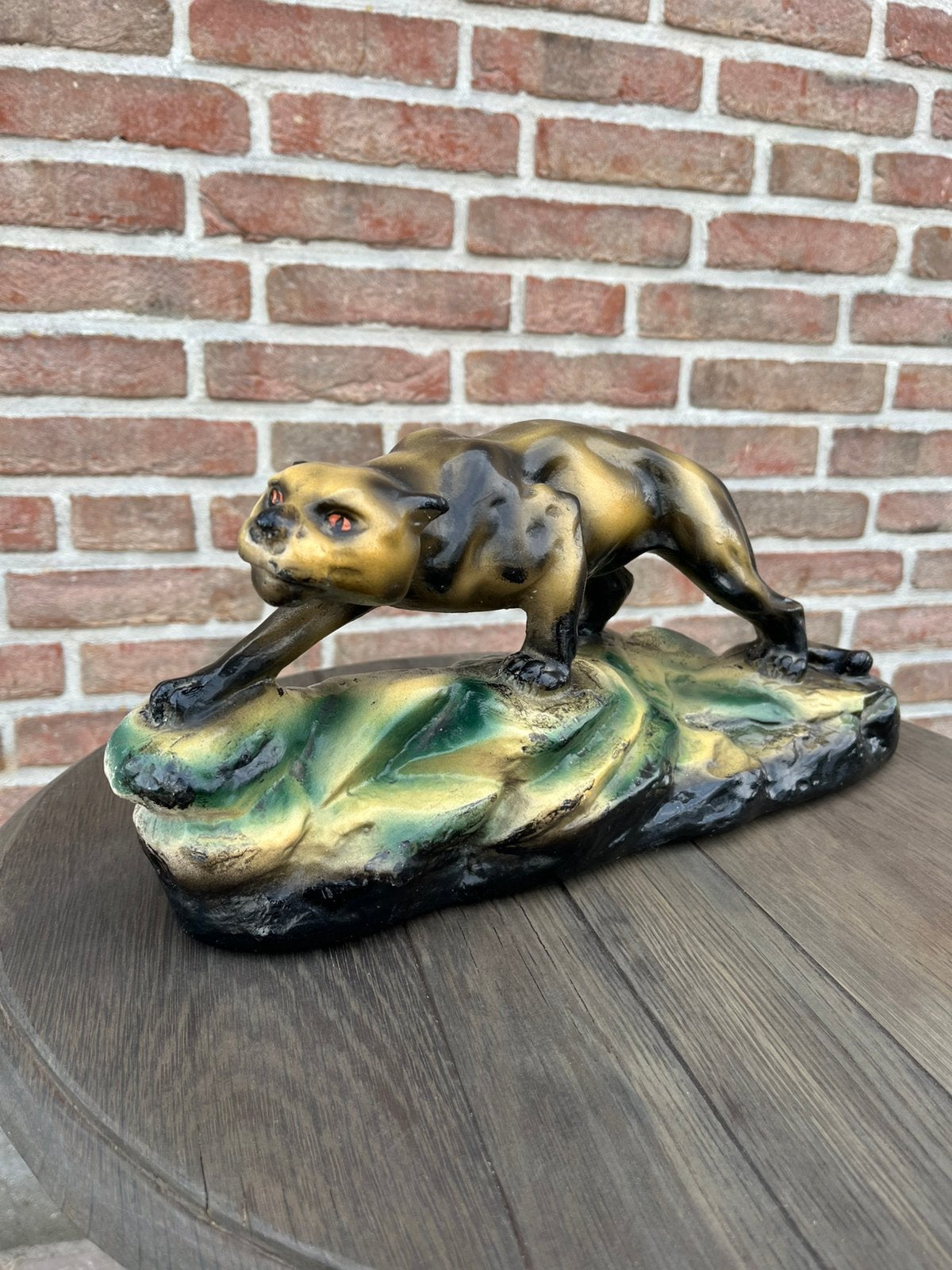 Vintage Frans Art deco panter beeld, Antiek en Kunst, Art deco, Gips, Ophalen of Verzenden, 20 - 50 cm