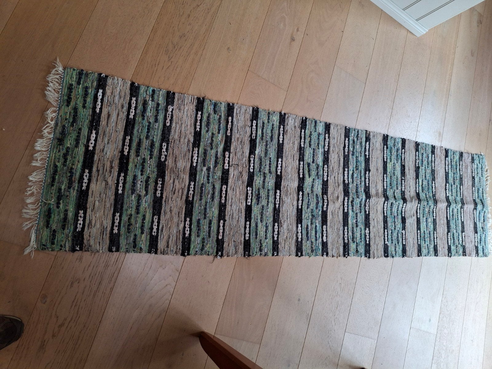 Vintage origineel Zweeds voddenkleed 250 cm, Gebruikt, 200 cm of meer, Ophalen of Verzenden, 200 cm of meer