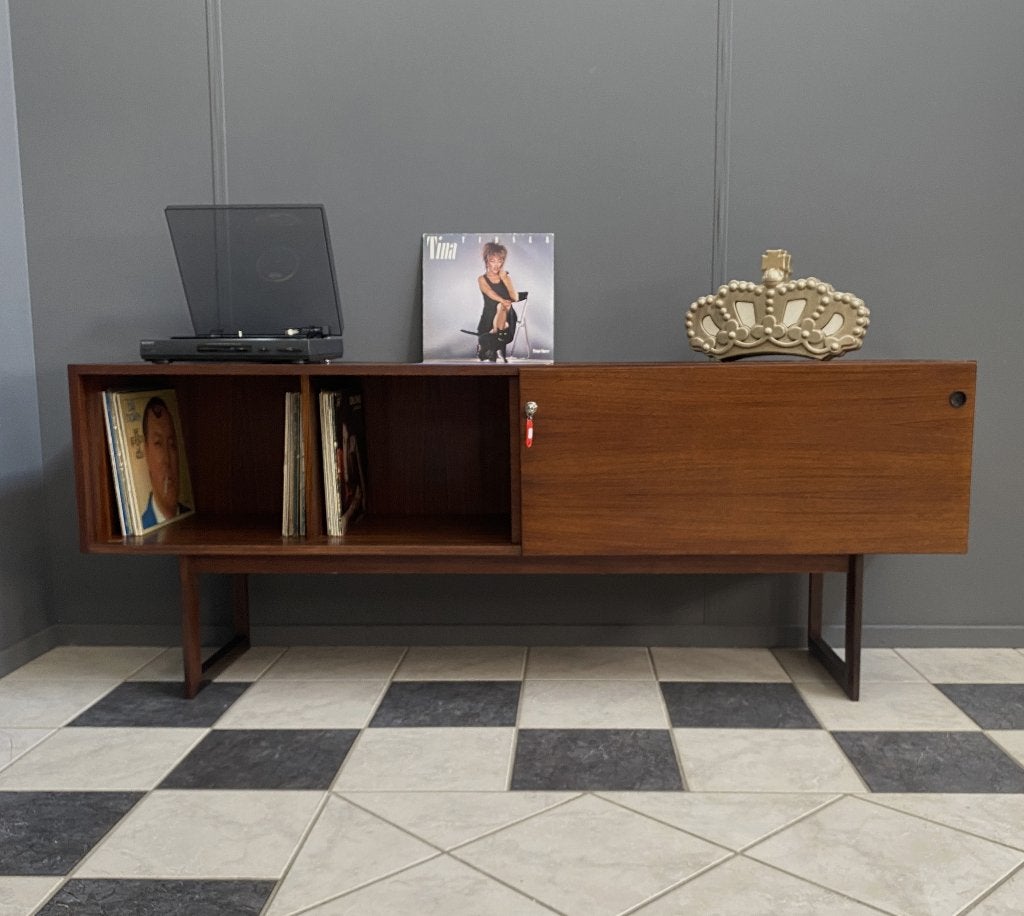 60 jaren audio meubel record kast palissander LANG dressoir, Ophalen, Gebruikt, 150 tot 200 cm, Vintage