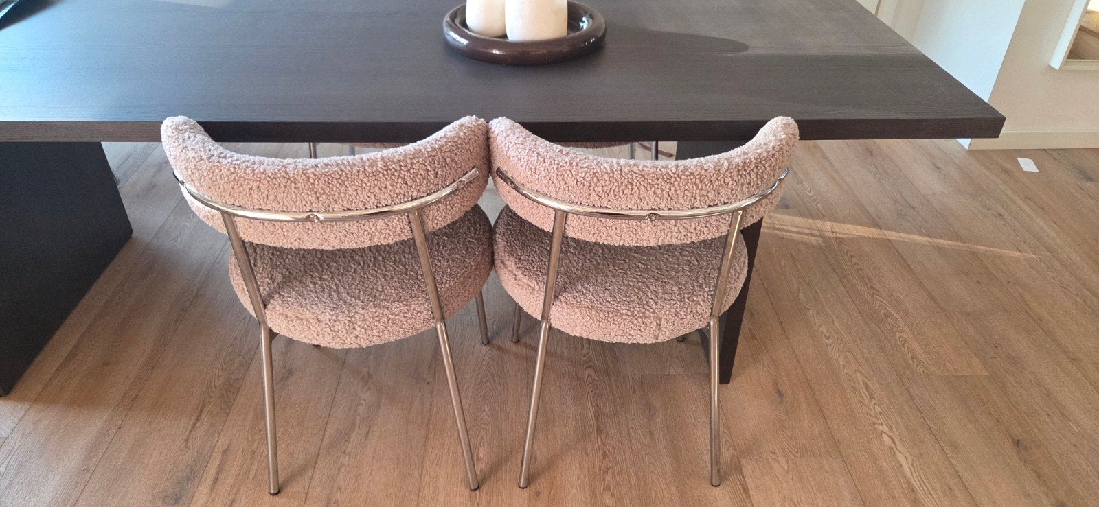 4x Teddy eetkamerstoel met frame in chroomlook, Ophalen, Overige kleuren, Zo goed als nieuw, Modern, Teddy