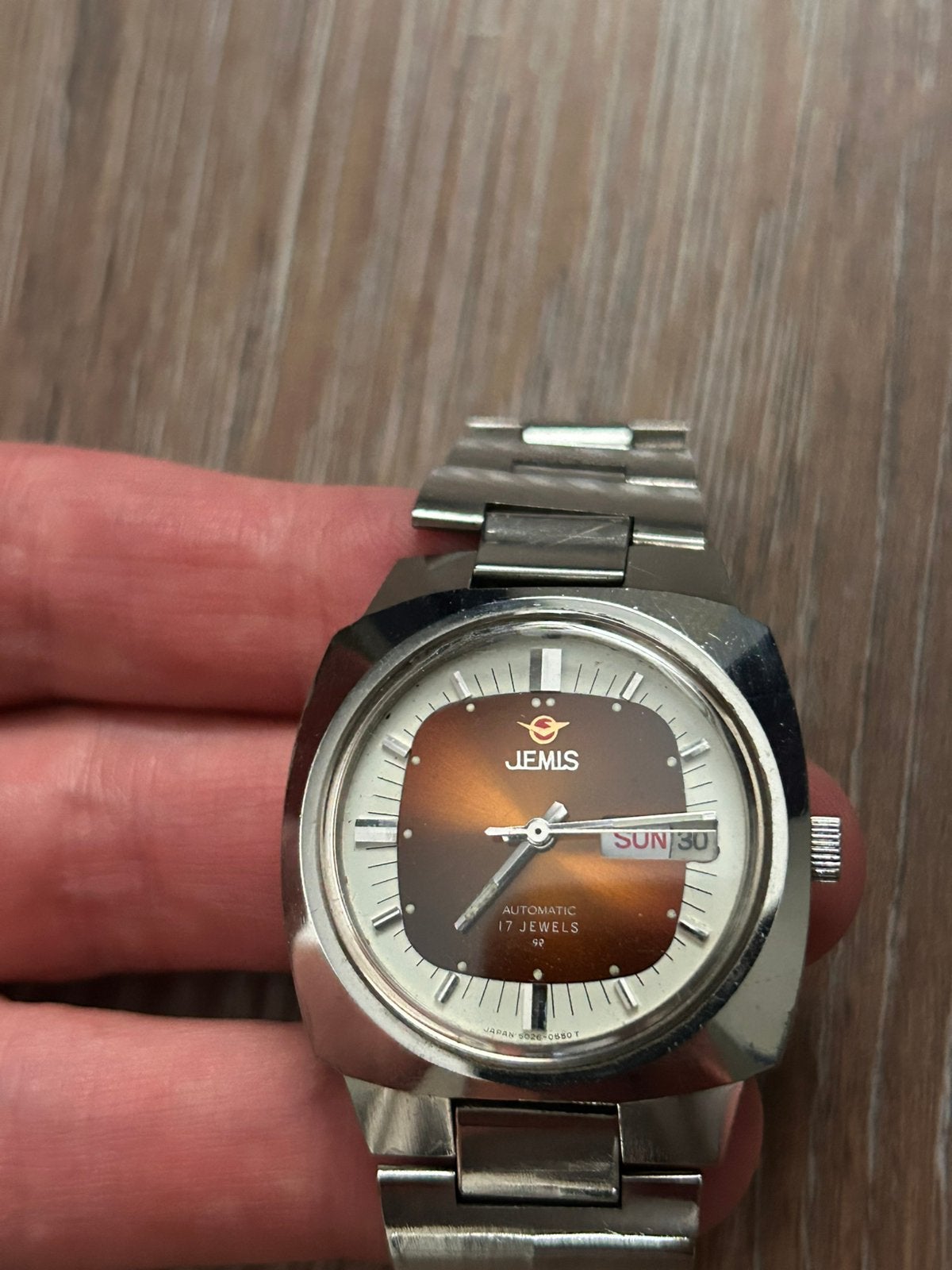 Jemis Automatic herenhorloge – vintage 17 jewels, Overige merken, Staal, Met bandje, 1960 of later