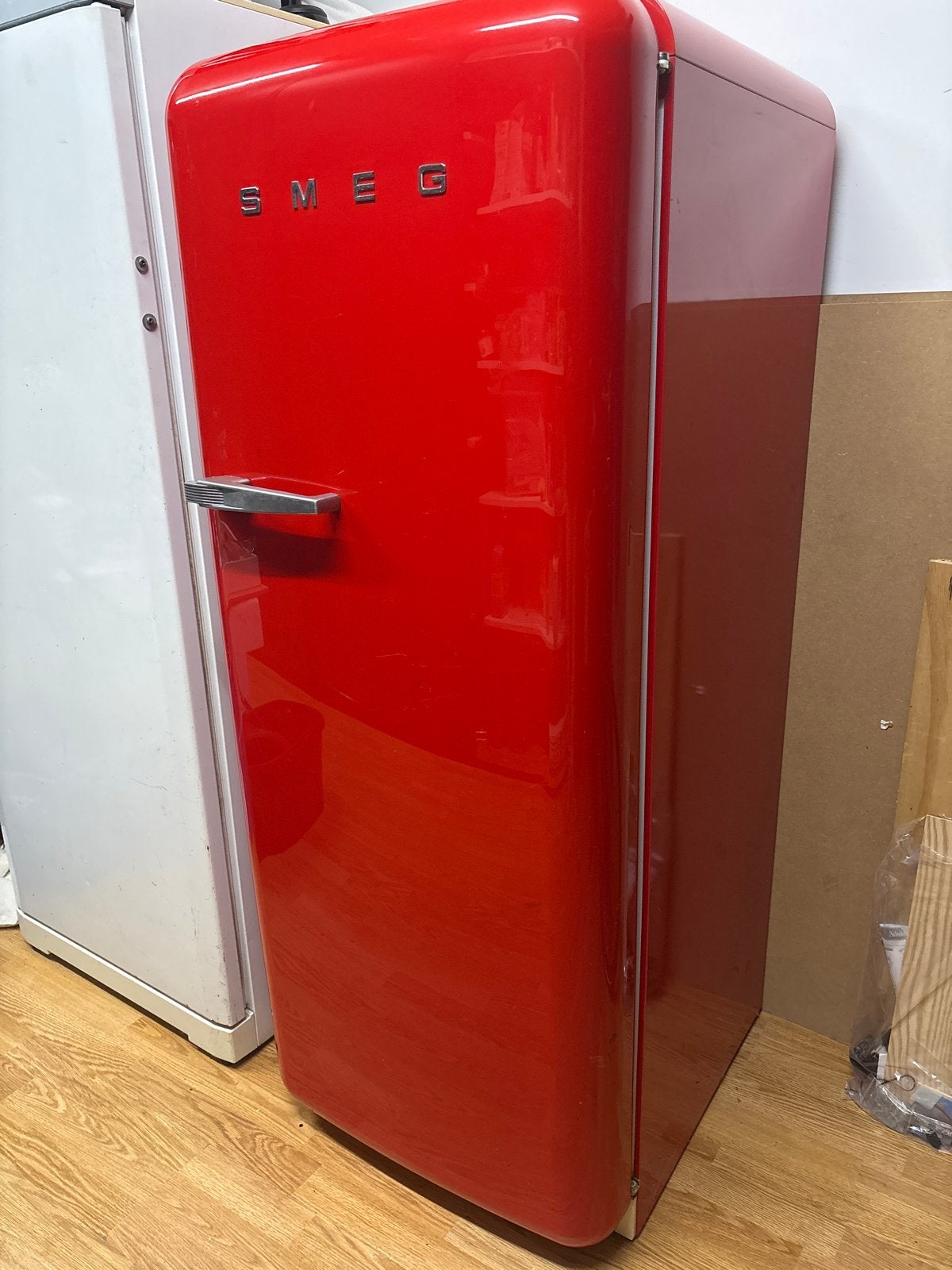 Smeg Retro FAB28RR Koelkast - Rood, Ophalen, Gebruikt, 200 liter of meer, 140 tot 160 cm