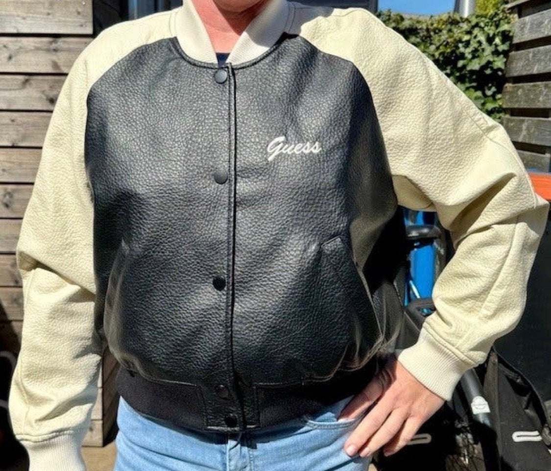 Guess by Marciano Azira PU Bomber Jacket, Guess, Zwart, Maat 42/44 (L), Nieuw