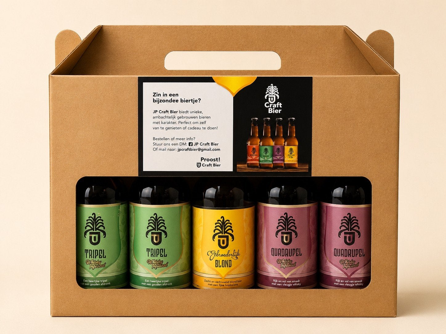 JP Craft Bier Proefpakket - Tripel, Blond, Quadrupel, Ophalen of Verzenden