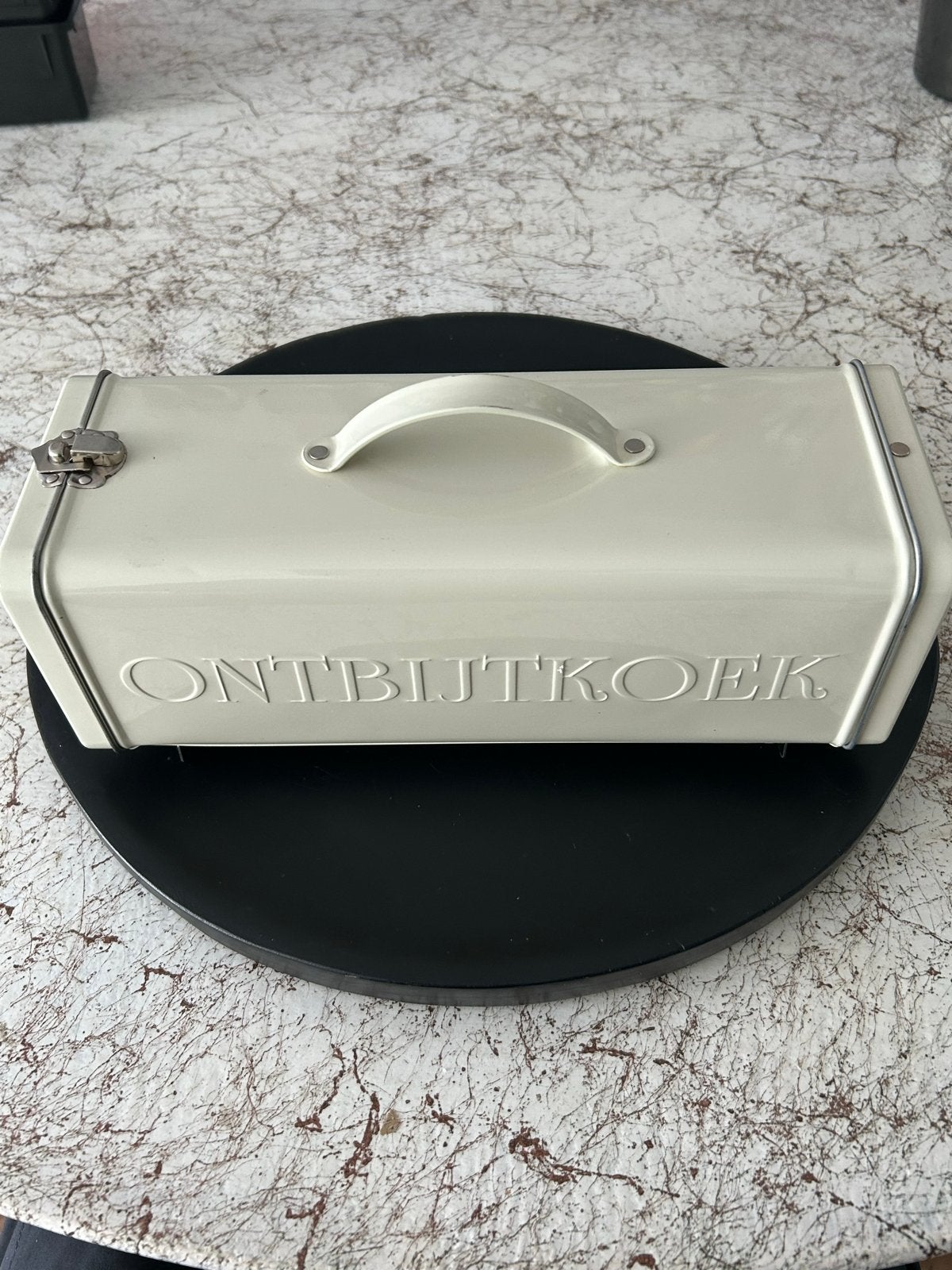 Vintage Brabantia Ontbijtkoek Blik - Crème Kleurig, Beige, Ophalen of Verzenden, Metaal, Overige merken