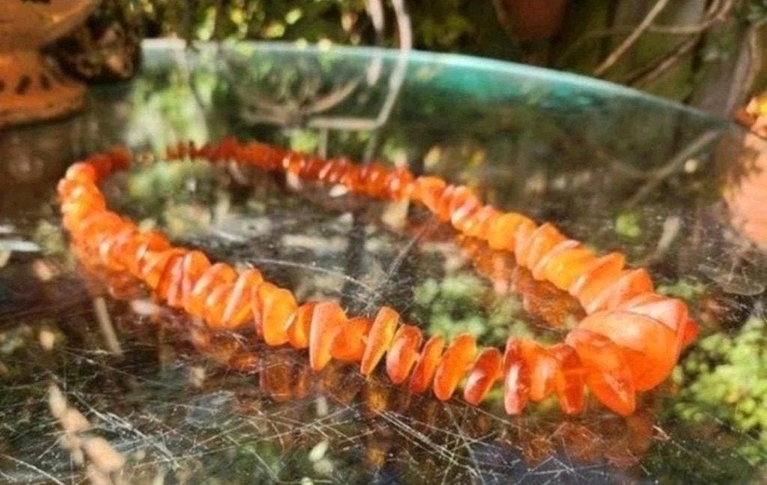 Zware Exemplaar Vintage Barnsteen Amber Ketting Necklace, Ophalen of Verzenden, Zo goed als nieuw, Overige materialen