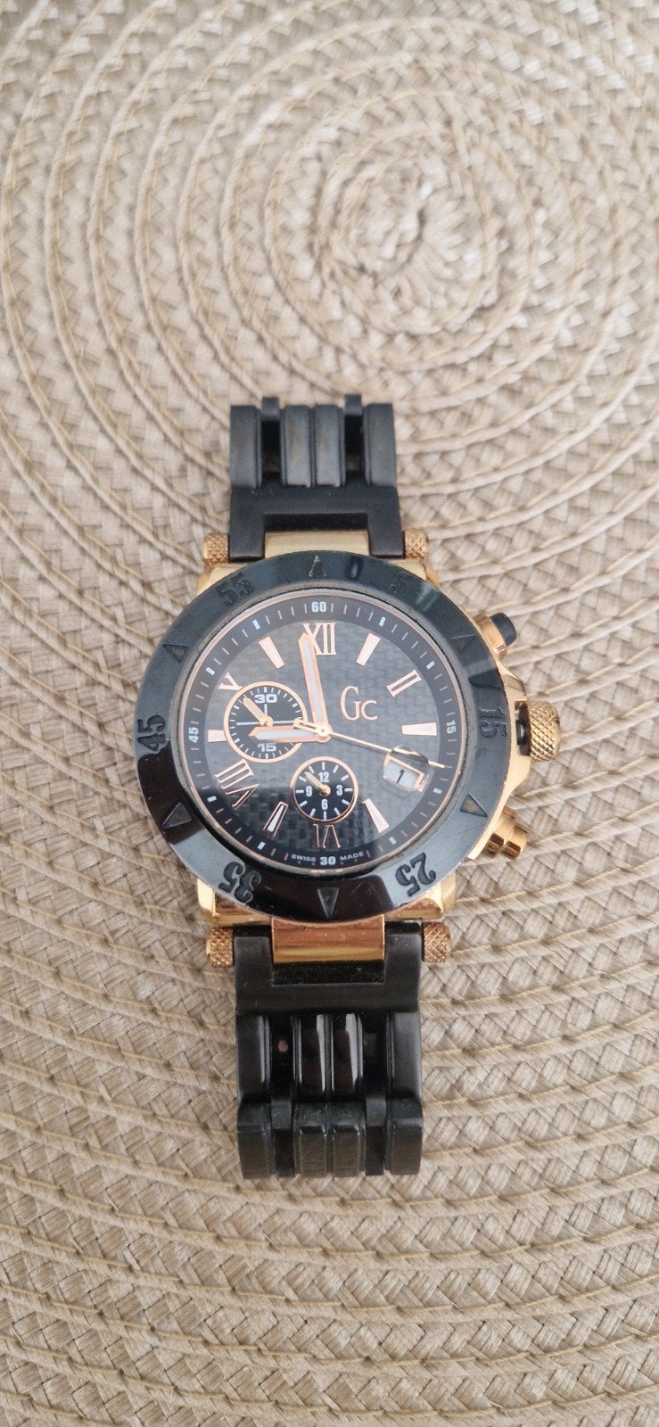 GC Herenhorloge Zwart/Roségoud Chronograaf, Ophalen of Verzenden, Zo goed als nieuw, Overige merken