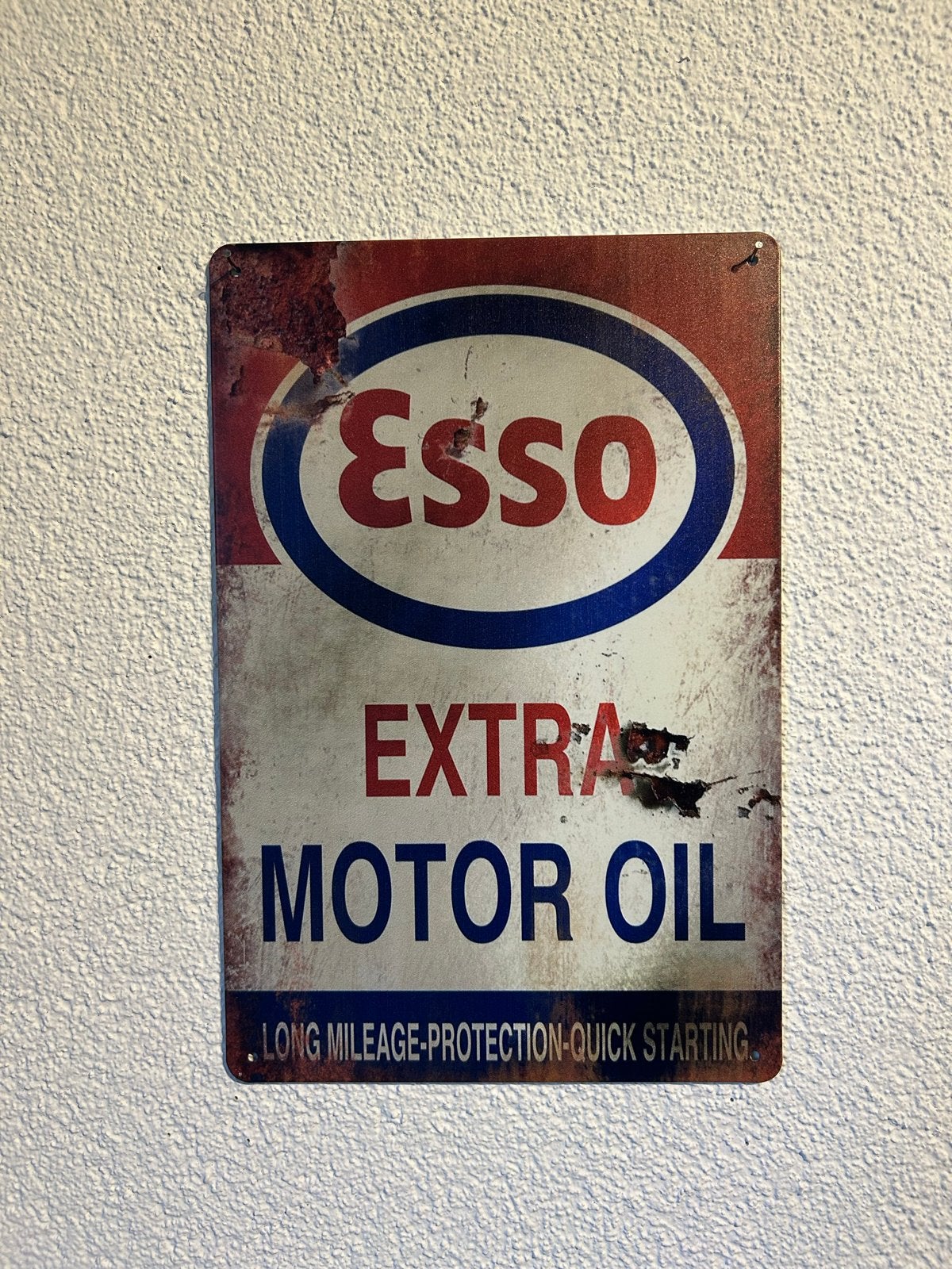 Metalen Esso Extra Motor Oil reclamebord 20x30 cm, Ophalen of Verzenden, Gebruikt, Reclamebord