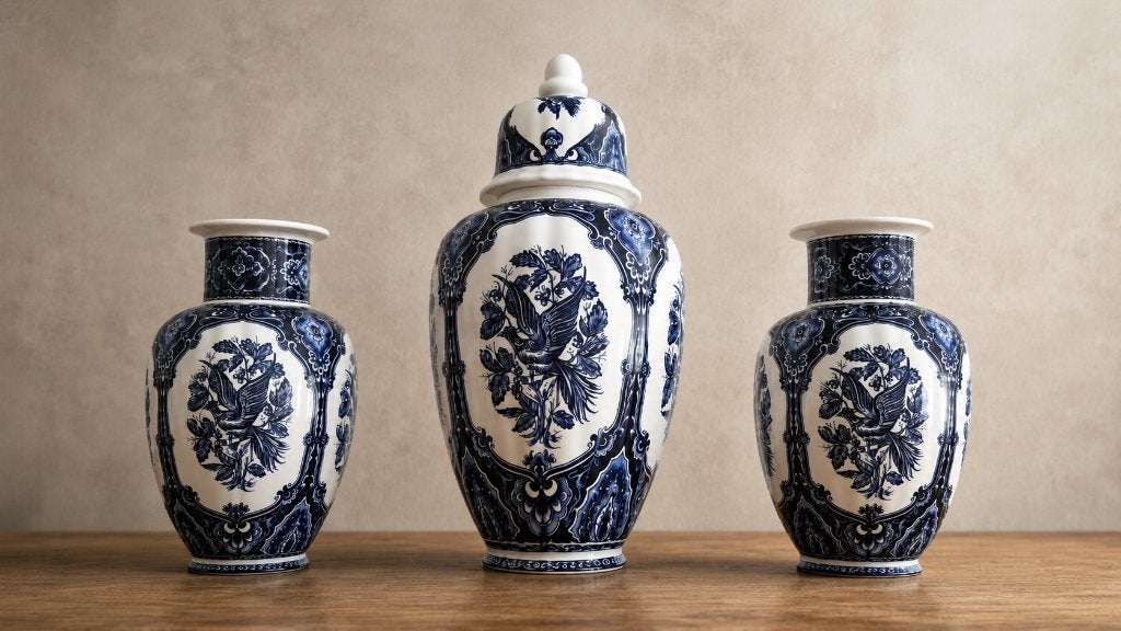 Klassieke Delfts Blauwe Garnituurset / Kaststel – 3-delig, Ophalen of Verzenden
