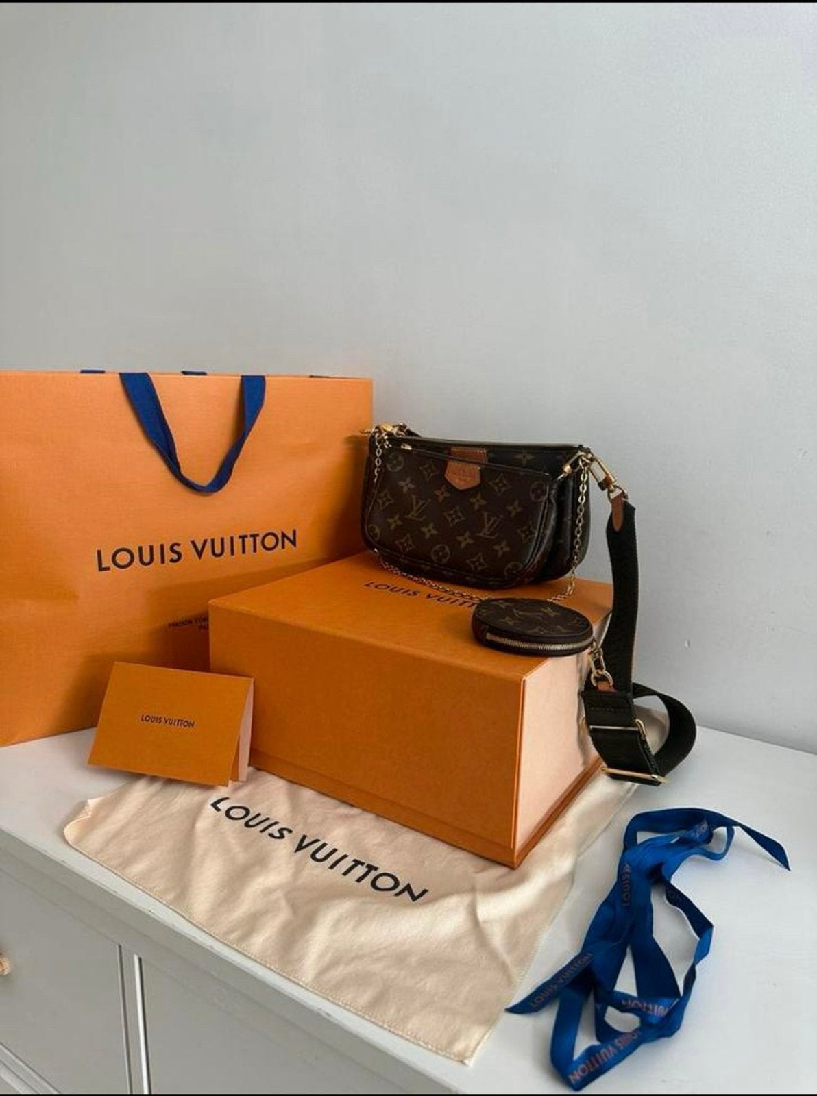 Prachtige louis vuitton multi pochette accessoires tas, Ophalen, Zo goed als nieuw, Bruin, Handtas