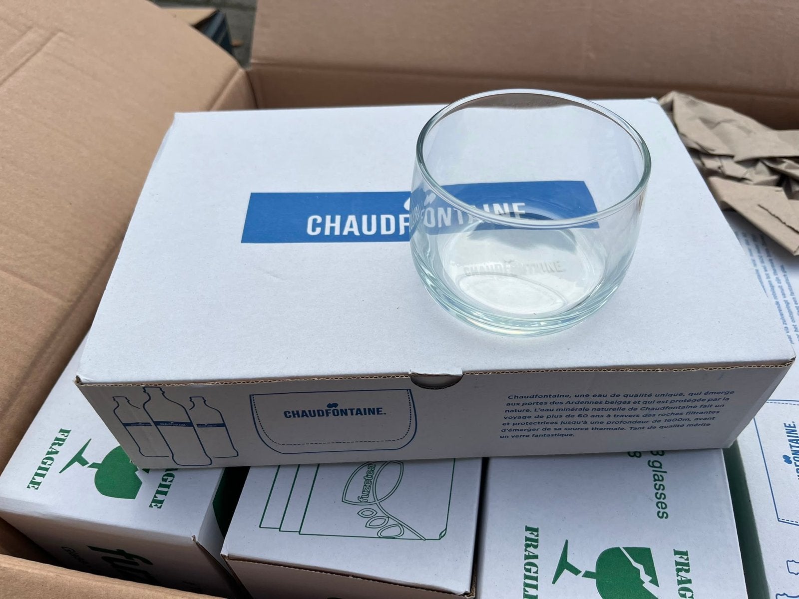 Chaudfontaine waterglazen - drie dozen, Nieuw, Ophalen of Verzenden, Overige merken, Glas
