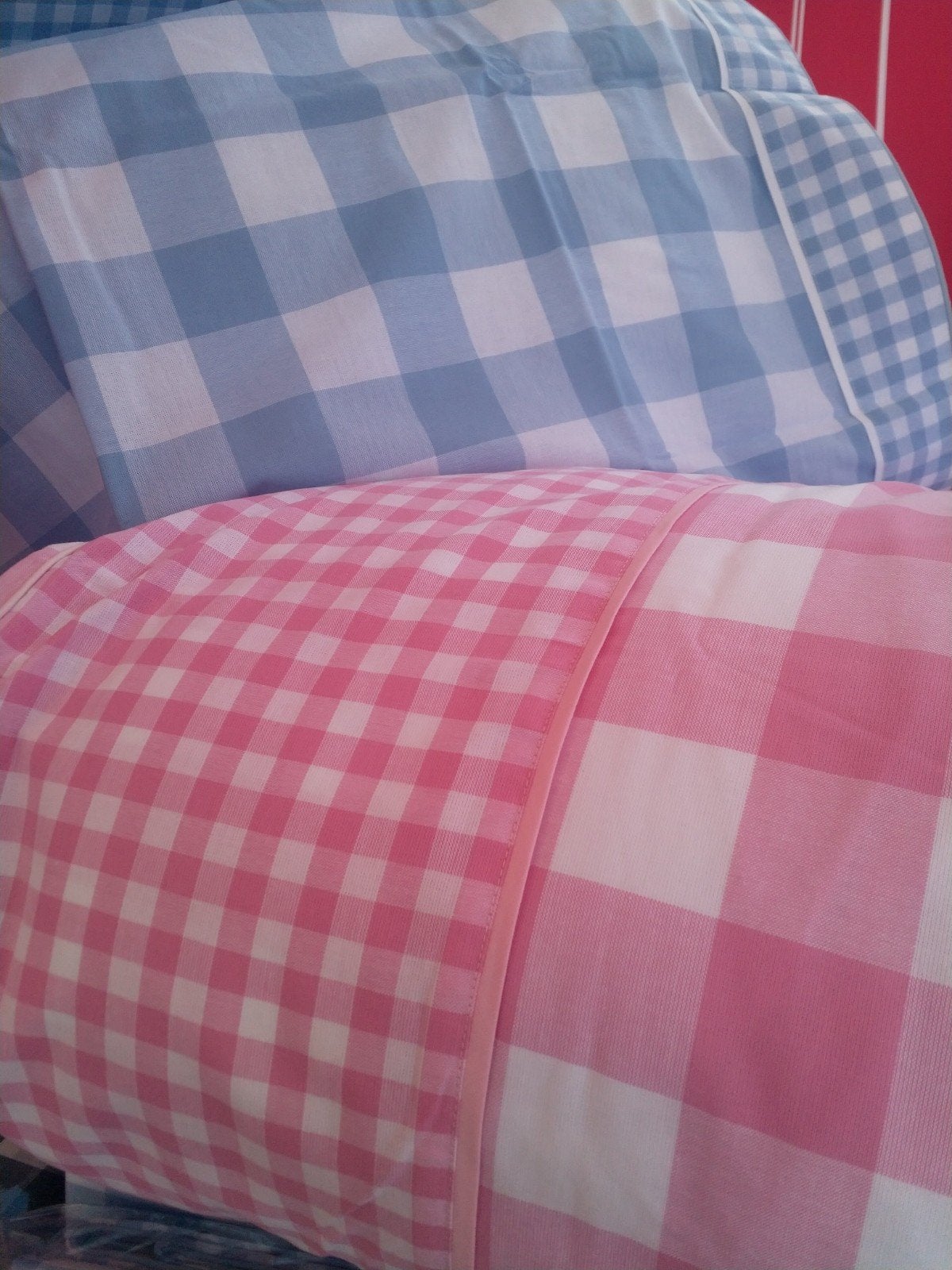 nieuwe in verpakking katoenen overtrekken 1p blauwe ruit, Eenpersoons, Blauw, Dekbedovertrek, Katoen