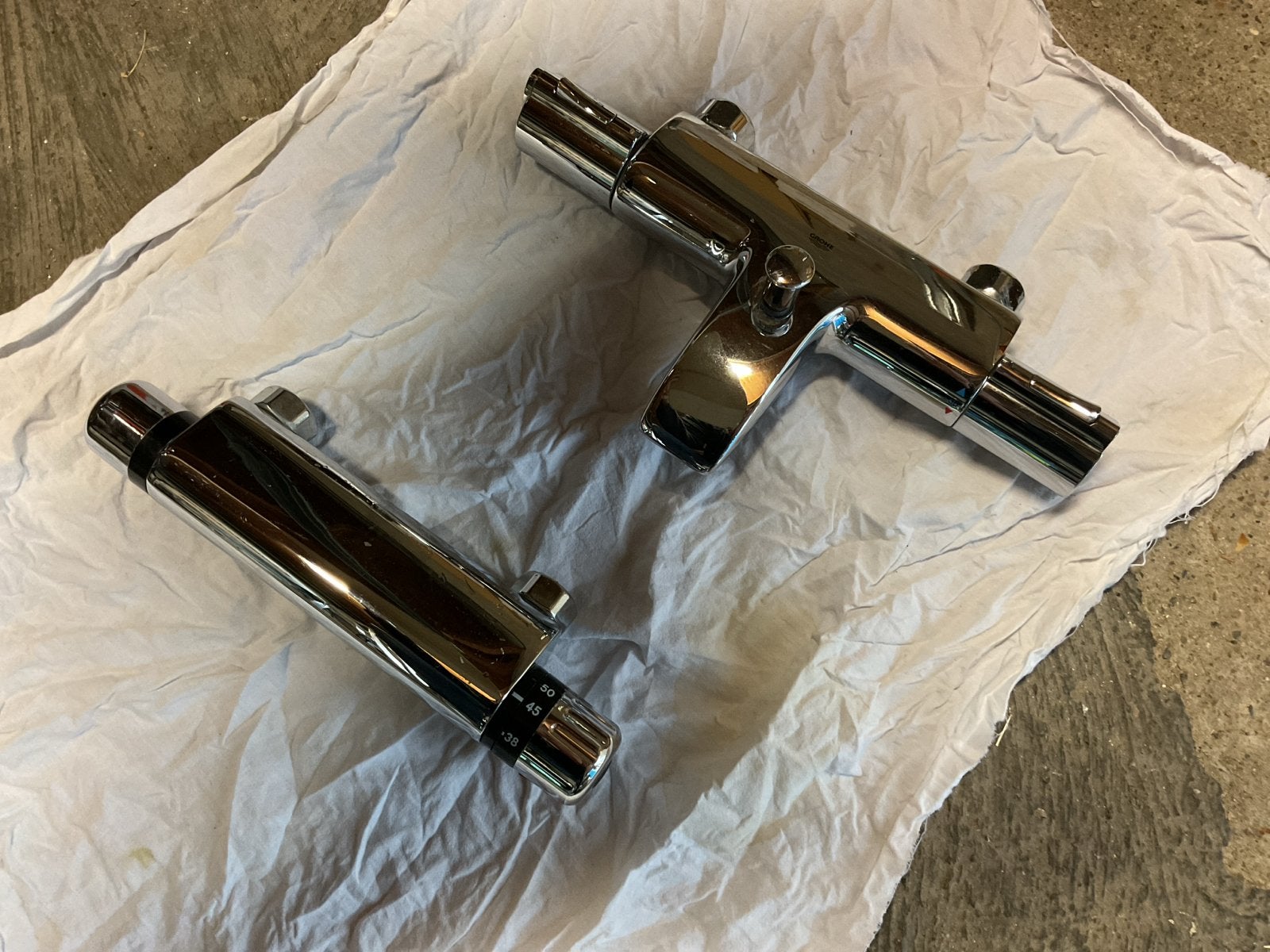 Grohe badkraan met handdouche en douchethermostaatkraan, Doe-het-zelf en Verbouw, Ophalen of Verzenden, Gebruikt, Chroom, Kraan