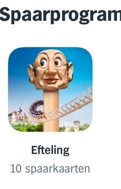 10 efteling spaarkaarten albert heijn, Drie personen of meer, Overige soorten, Pretpark