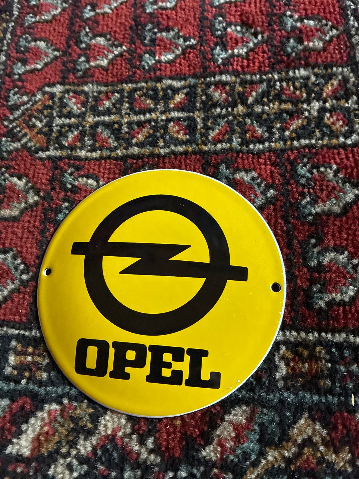 Vintage Opel Emaille Plaat - Zeldzaam Logo, Ophalen of Verzenden