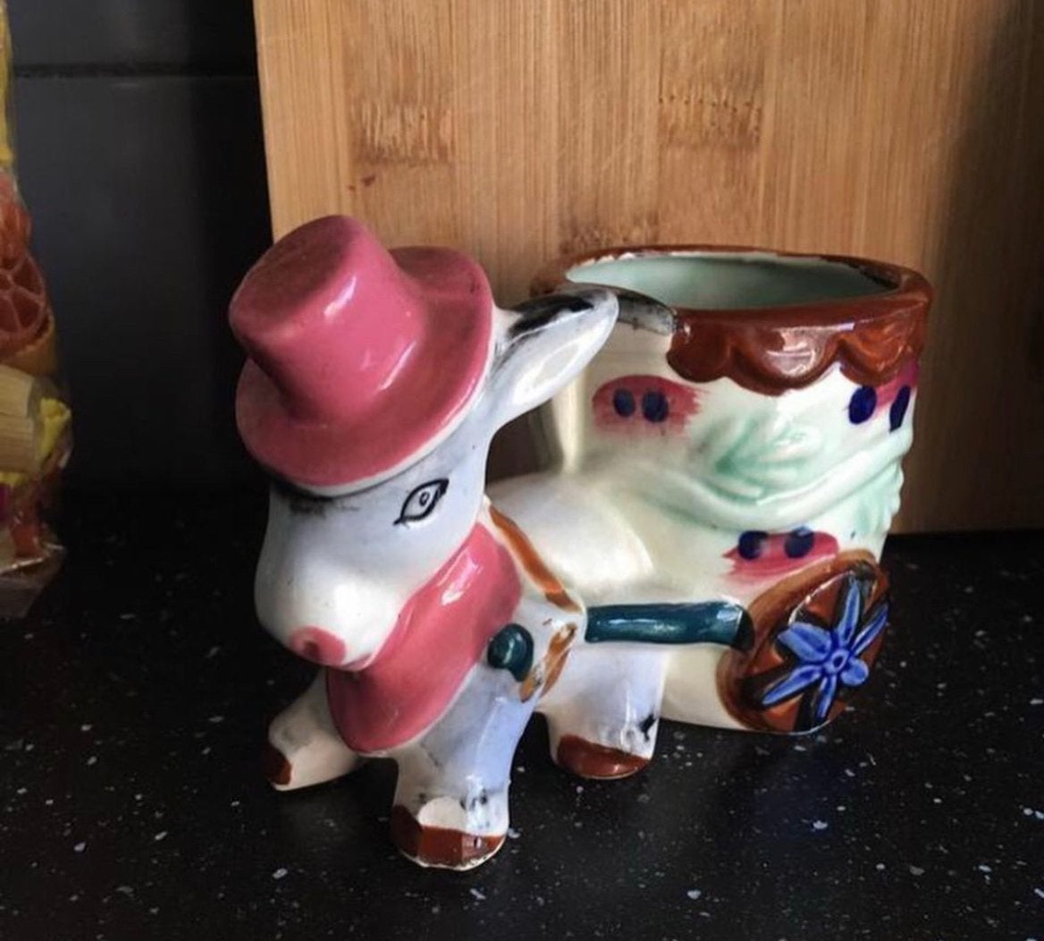 Vintage Ezel Bloempotje - Uniek Decoratiestuk, Verzenden