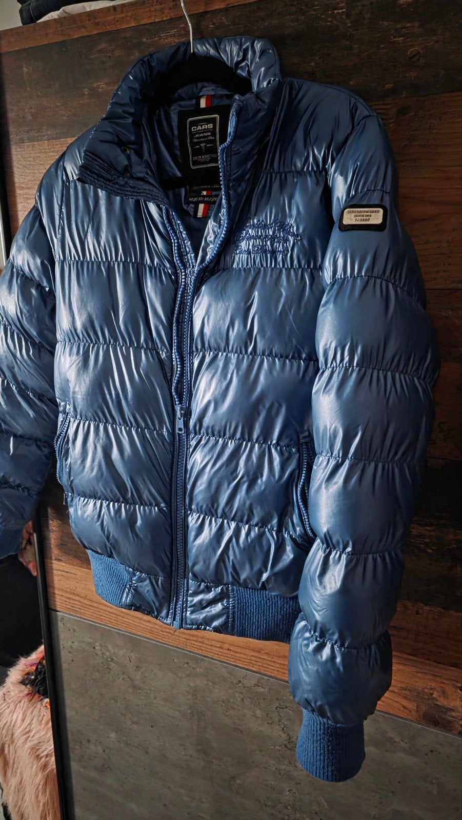 Cars  Winterjas Jongens Maat 170 - Blauw Glanzend, Gebruikt, Ophalen of Verzenden, Cars, Jongen