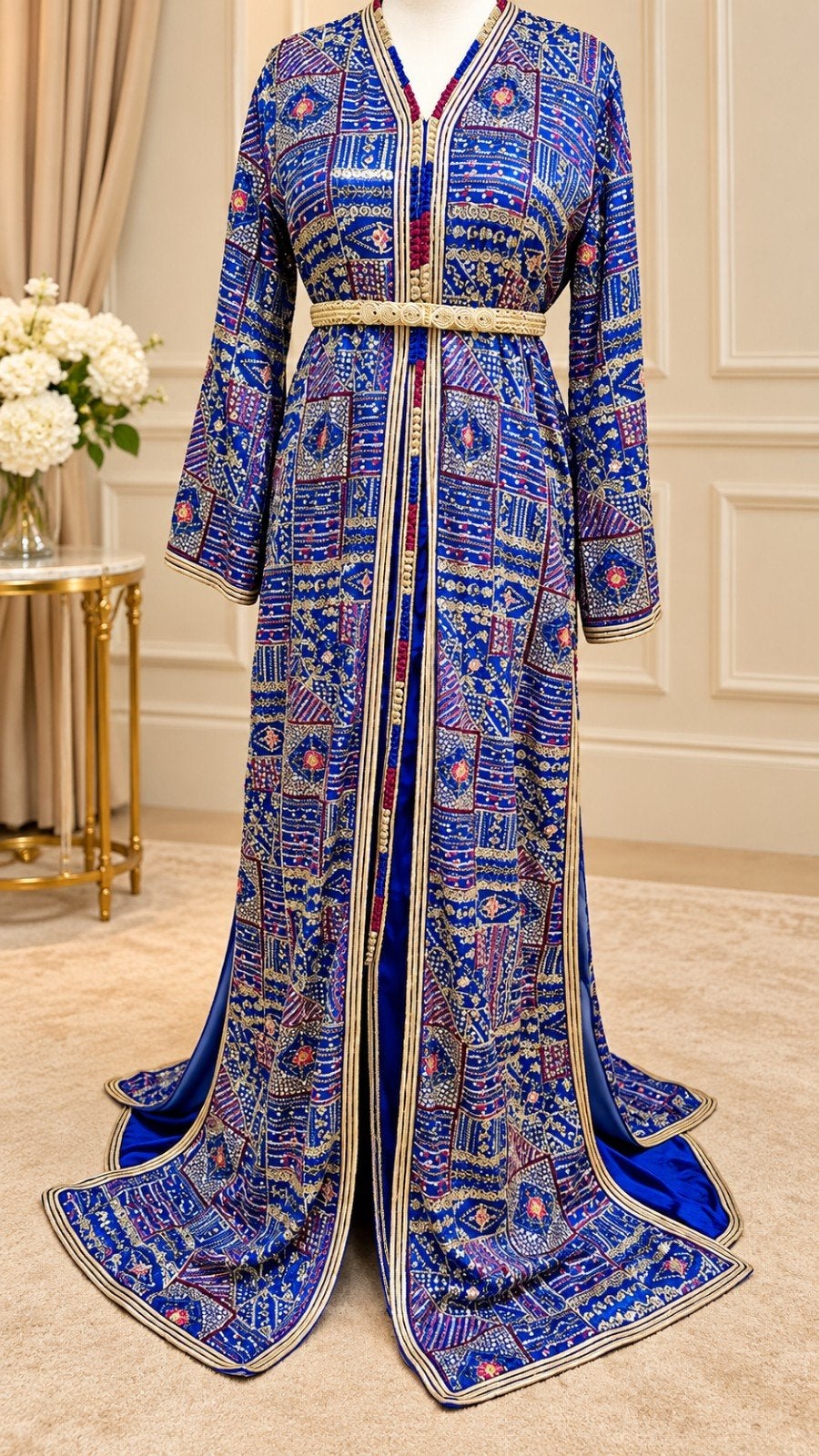 Marokkaanse Sari takchita blauw, Ophalen of Verzenden, Zo goed als nieuw, Blauw, Overige typen