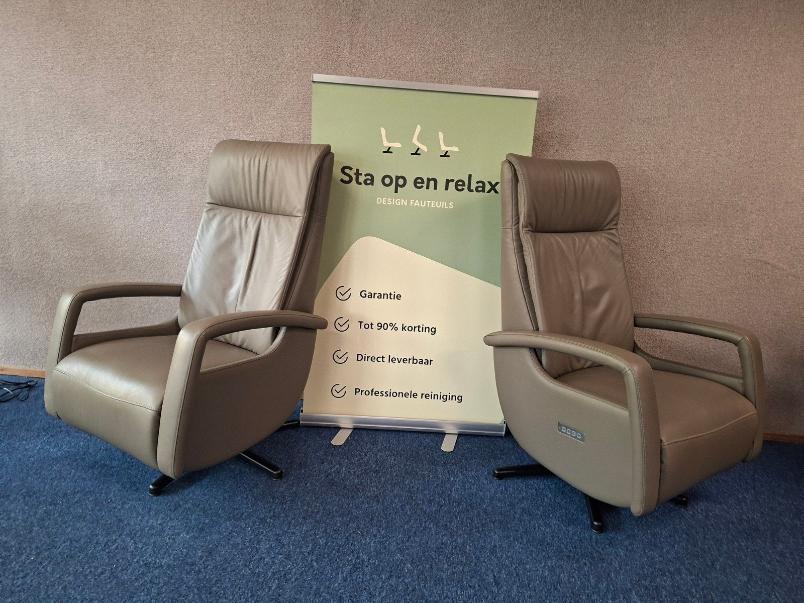 set elektrische relax fauteuils DeToekomst Zo goed als nieuw, Huis en Inrichting, Ophalen of Verzenden, Zo goed als nieuw, Staopenrelax@gmail.com
