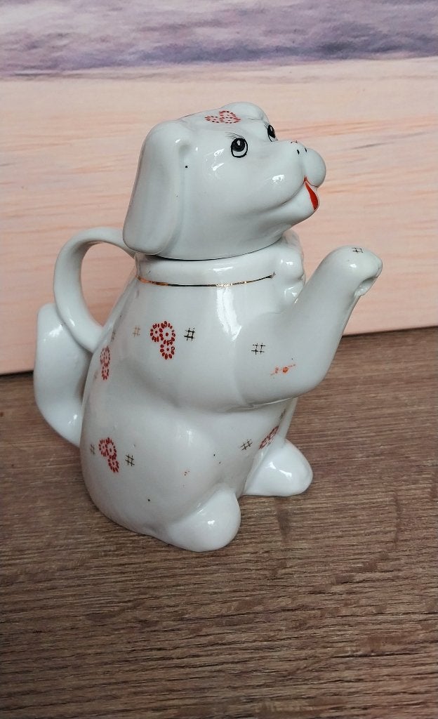 Vintage porseleinen theepot in de vorm van een hond, Antiek en Kunst, Ophalen of Verzenden