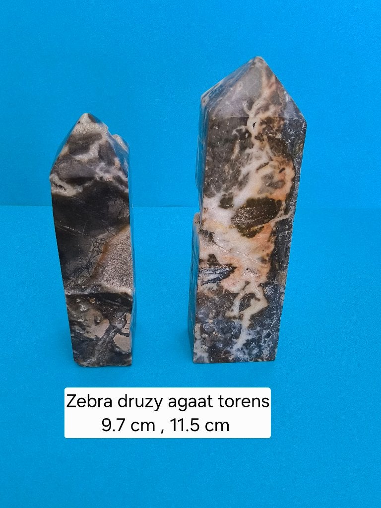 Zebra druzy agaat torens, Ophalen of Verzenden, Mineraal